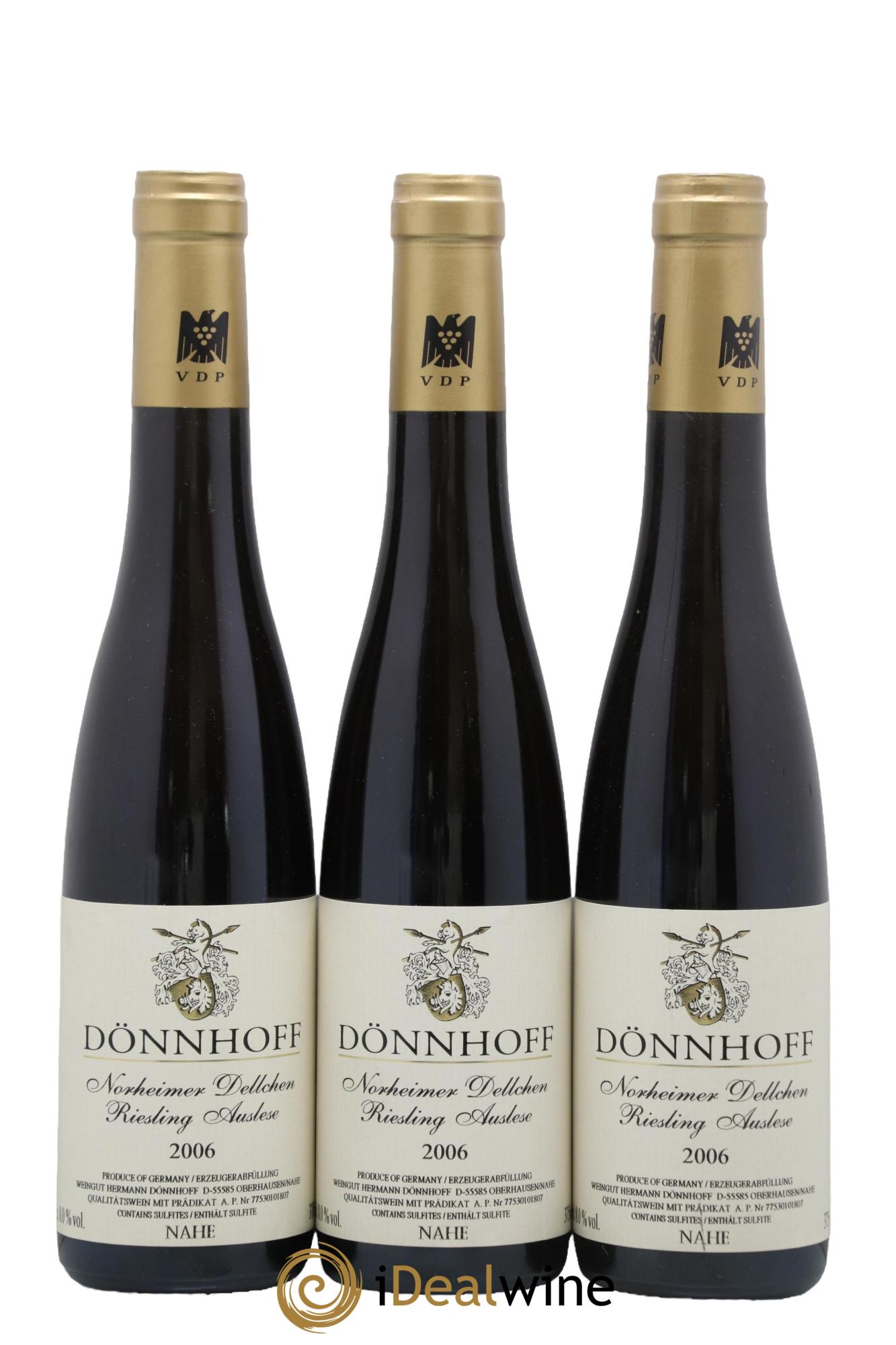Allemagne Nahe Riesling Norheimer Dellchen Auslese Dönnhof 2006 - Lot de 3 bouteilles - 0