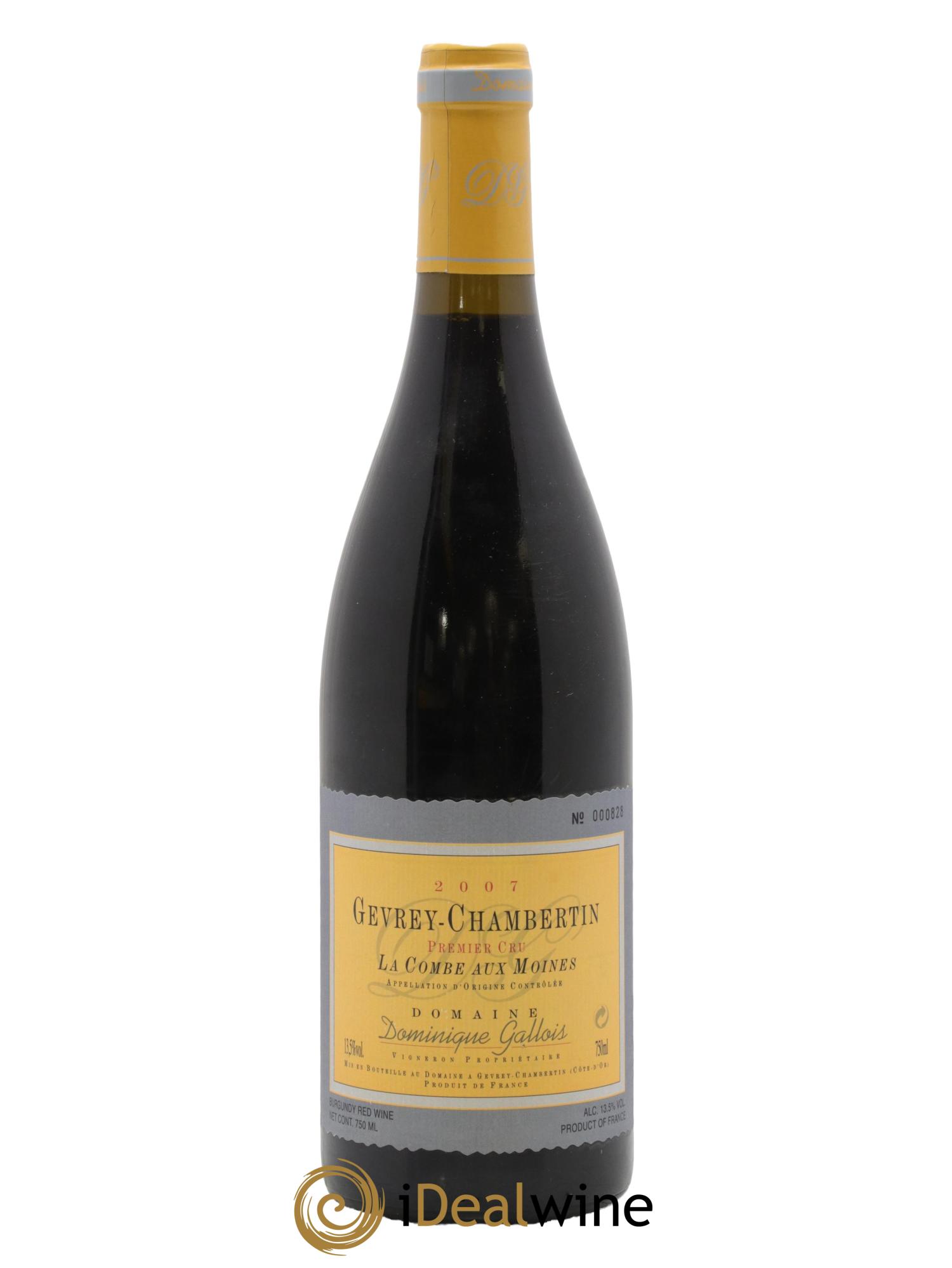 Gevrey-Chambertin 1er Cru Combes Aux Moines Domaine Gallois 2007 - Lot de 1 bouteille - 0