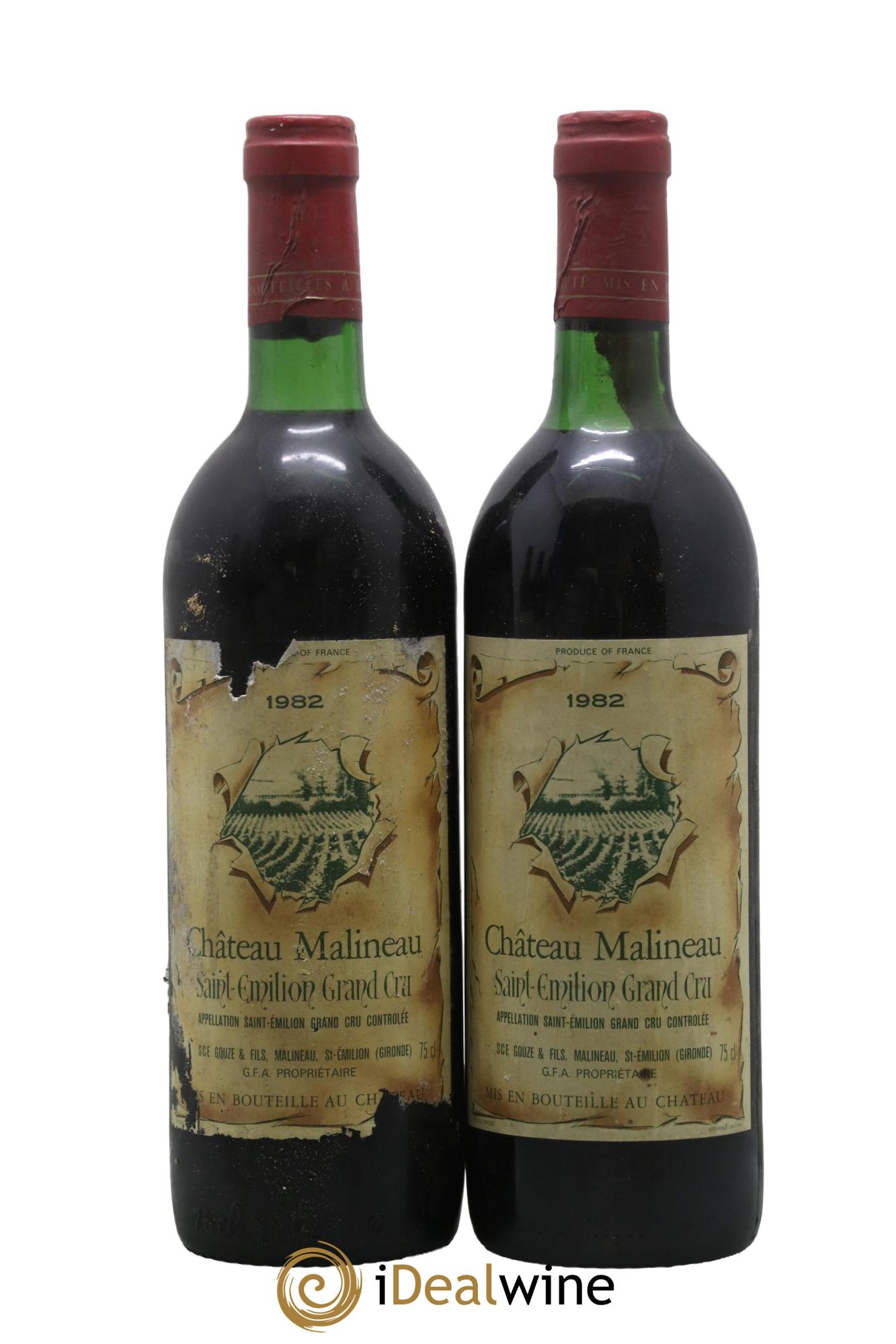 Saint-Émilion Grand Cru Château Malineau 1982 - Lot de 2 bouteilles - 0