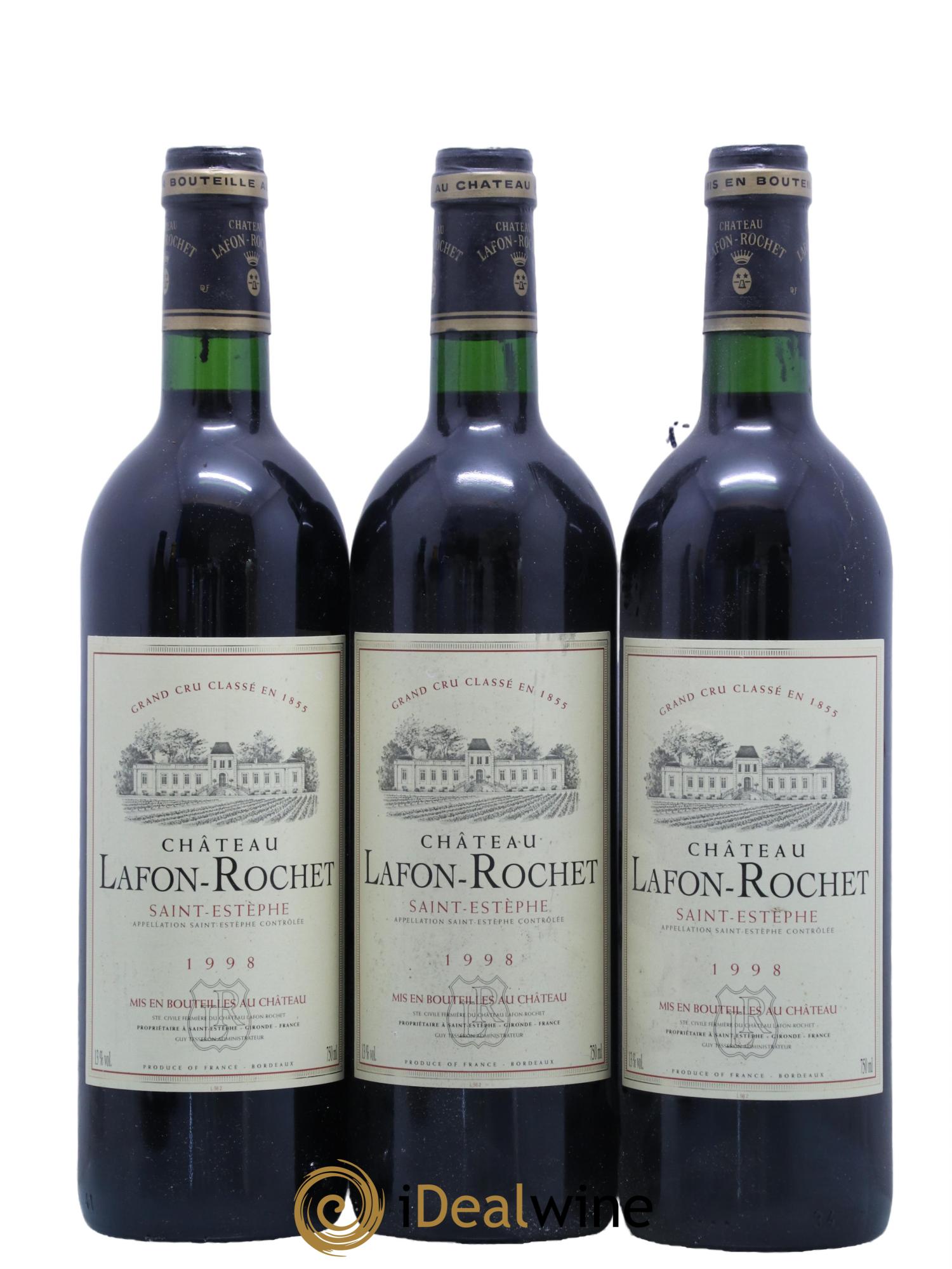 Château Lafon Rochet 4ème Grand Cru Classé 1998 - Lot de 3 bouteilles - 0