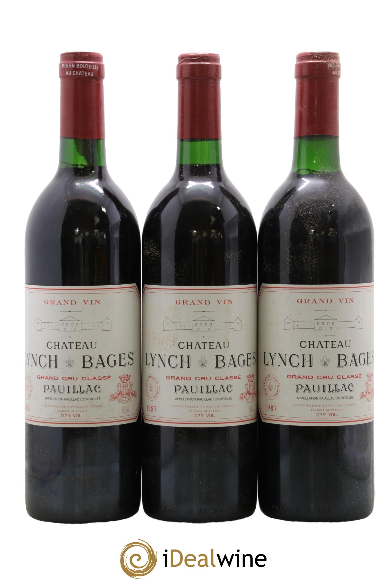 Château Lynch Bages 5ème Grand Cru Classé 1987 - Lot de 3 bouteilles - 0
