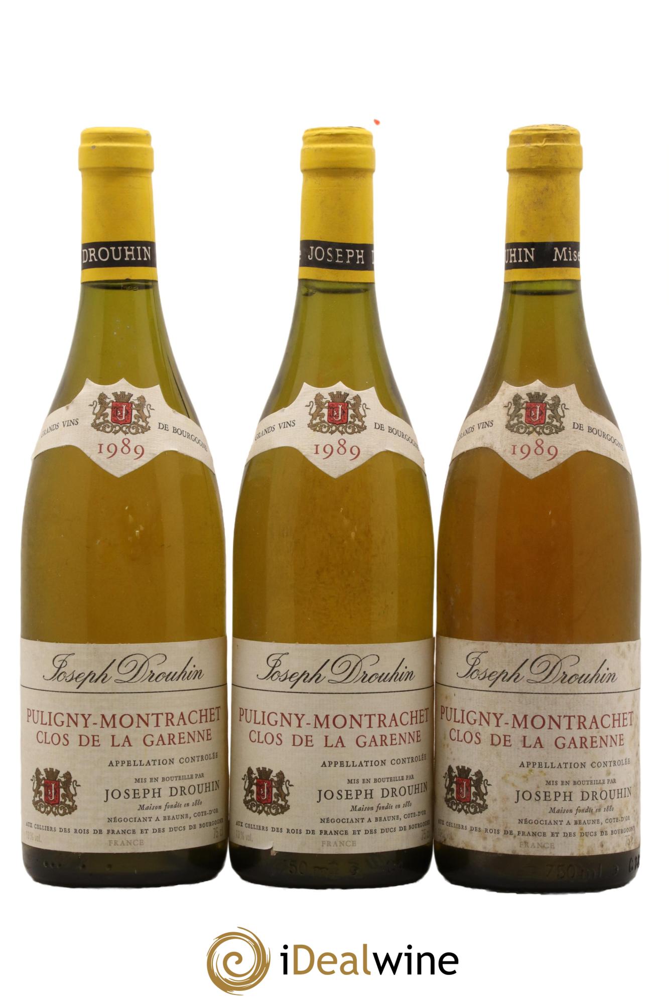 Puligny-Montrachet 1er Cru Clos De La Garenne Domaine Drouhin 1989 - Lot de 3 bouteilles - 0