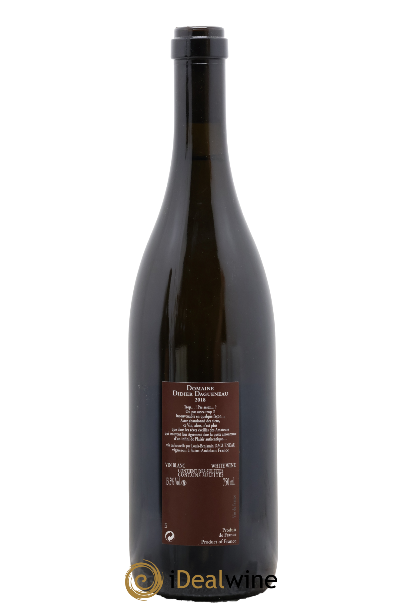 Vin de France (anciennement Pouilly-Fumé) Pur Sang Dagueneau (Domaine Didier - Louis-Benjamin)  2018 - Lot de 1 bouteille - 1