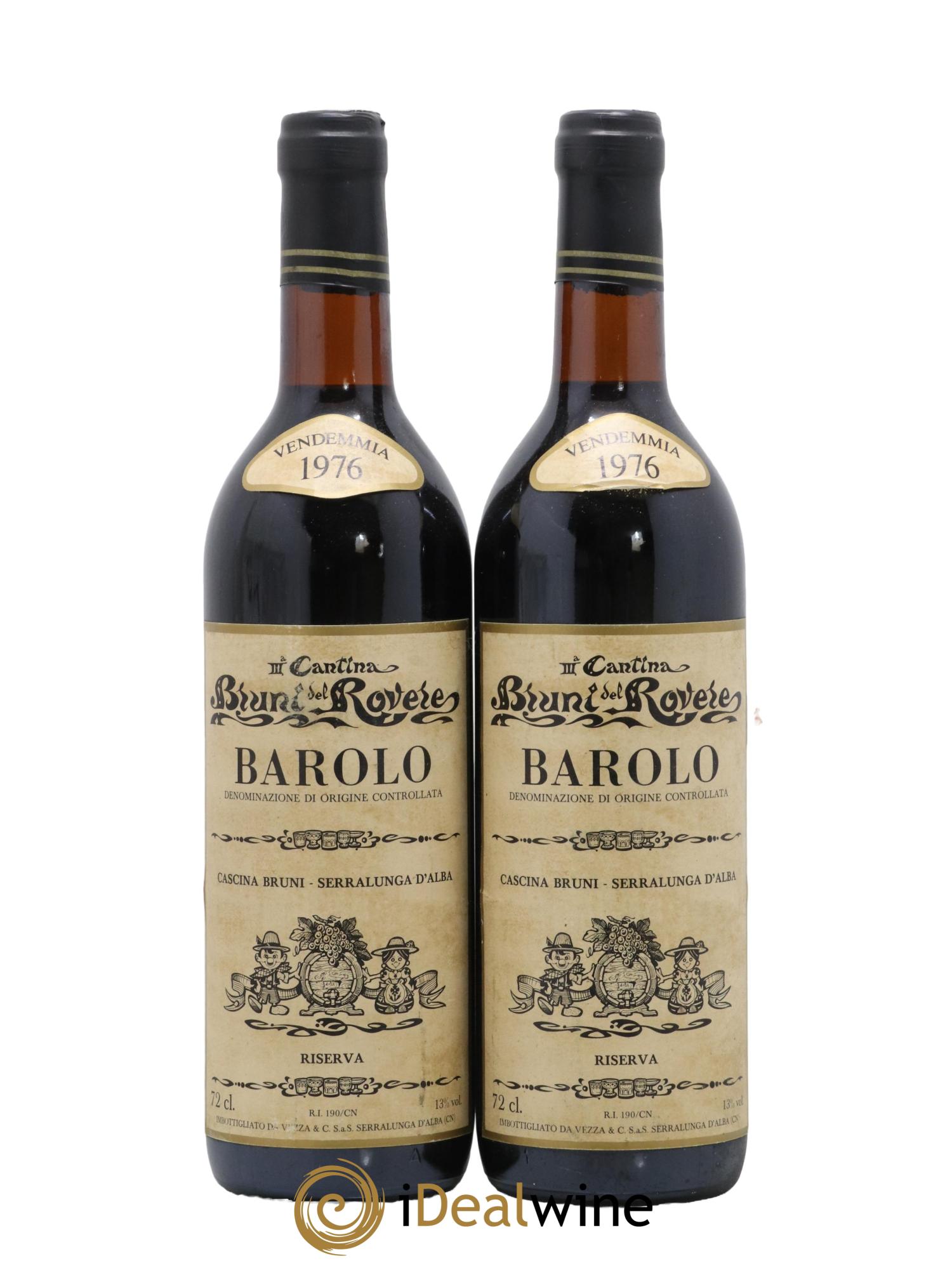Barolo Riserva Cascina Bruni Vezza 1976 - Lot de 2 bouteilles - 0