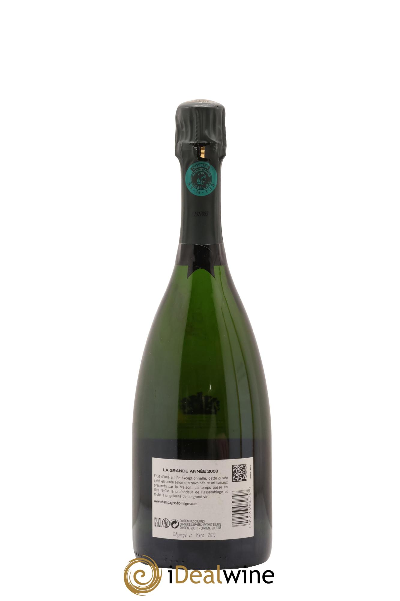 La Grande Année Brut Bollinger 2008 - Lote de 1 botella - 2