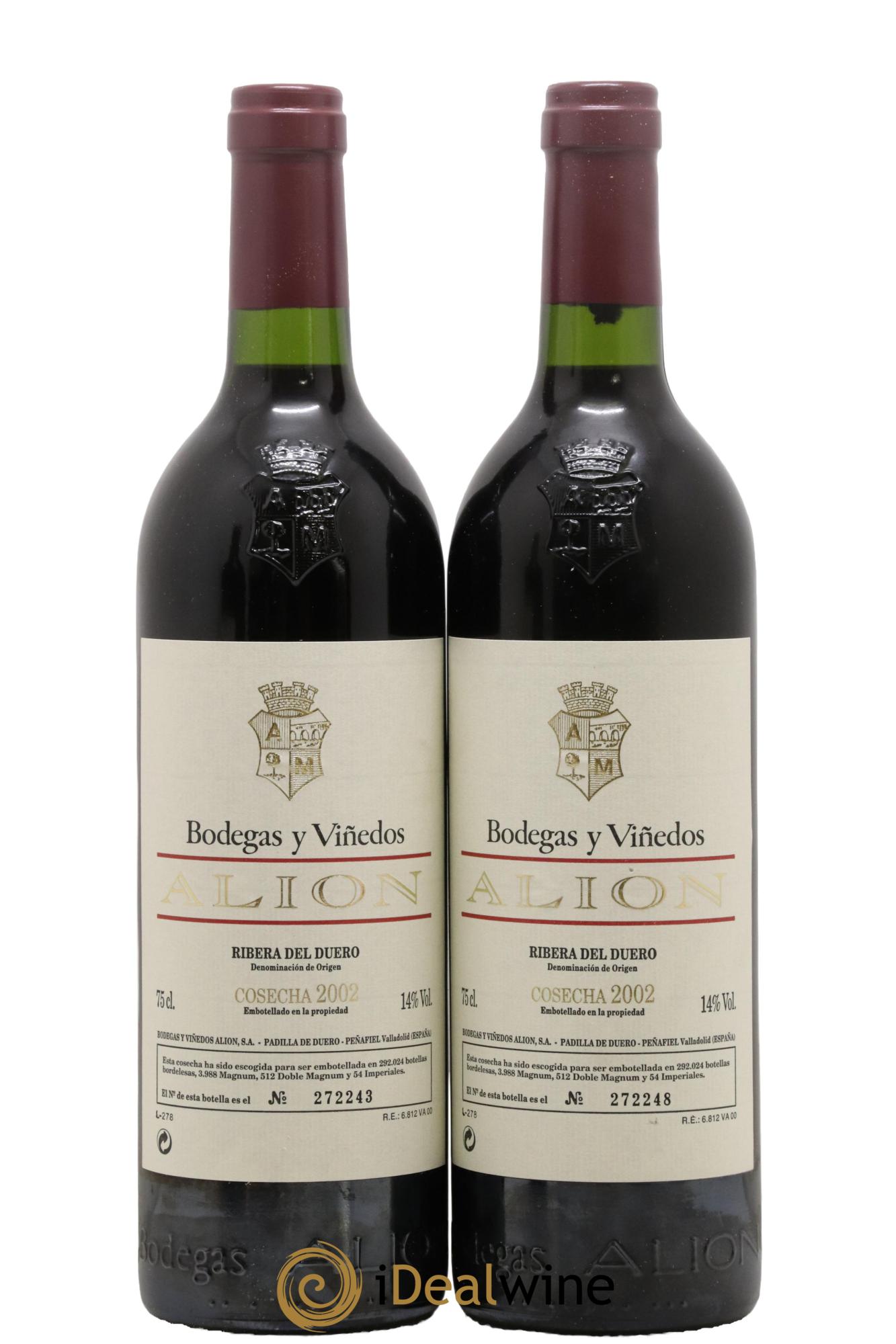 Ribera Del Duero DO Vega Sicilia Alion Famille Alvarez 2002 - Lot de 2 bouteilles - 0