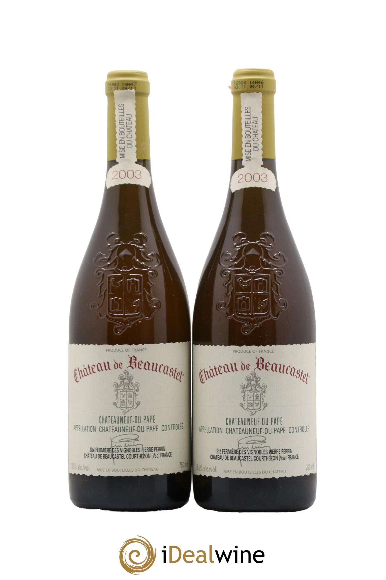Châteauneuf-du-Pape Château de Beaucastel Famille Perrin 2003 - Lot de 2 bouteilles - 0