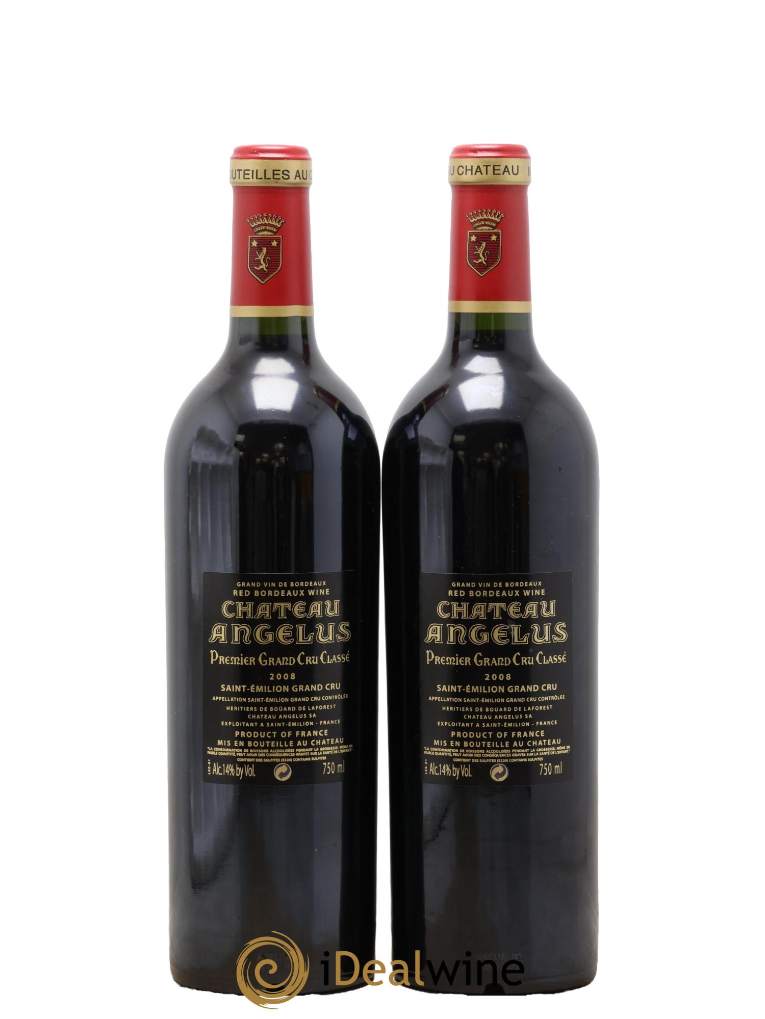 Château Angélus 1er Grand Cru Classé A 2008 - Lot de 2 bouteilles - 1