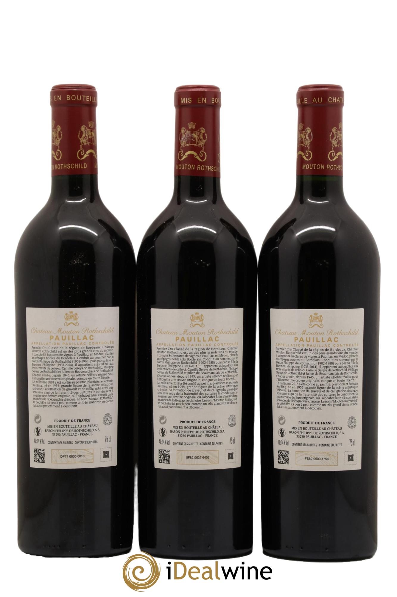 Château Mouton Rothschild 1er Grand Cru Classé 2018 - Lot de 3 bouteilles - 1