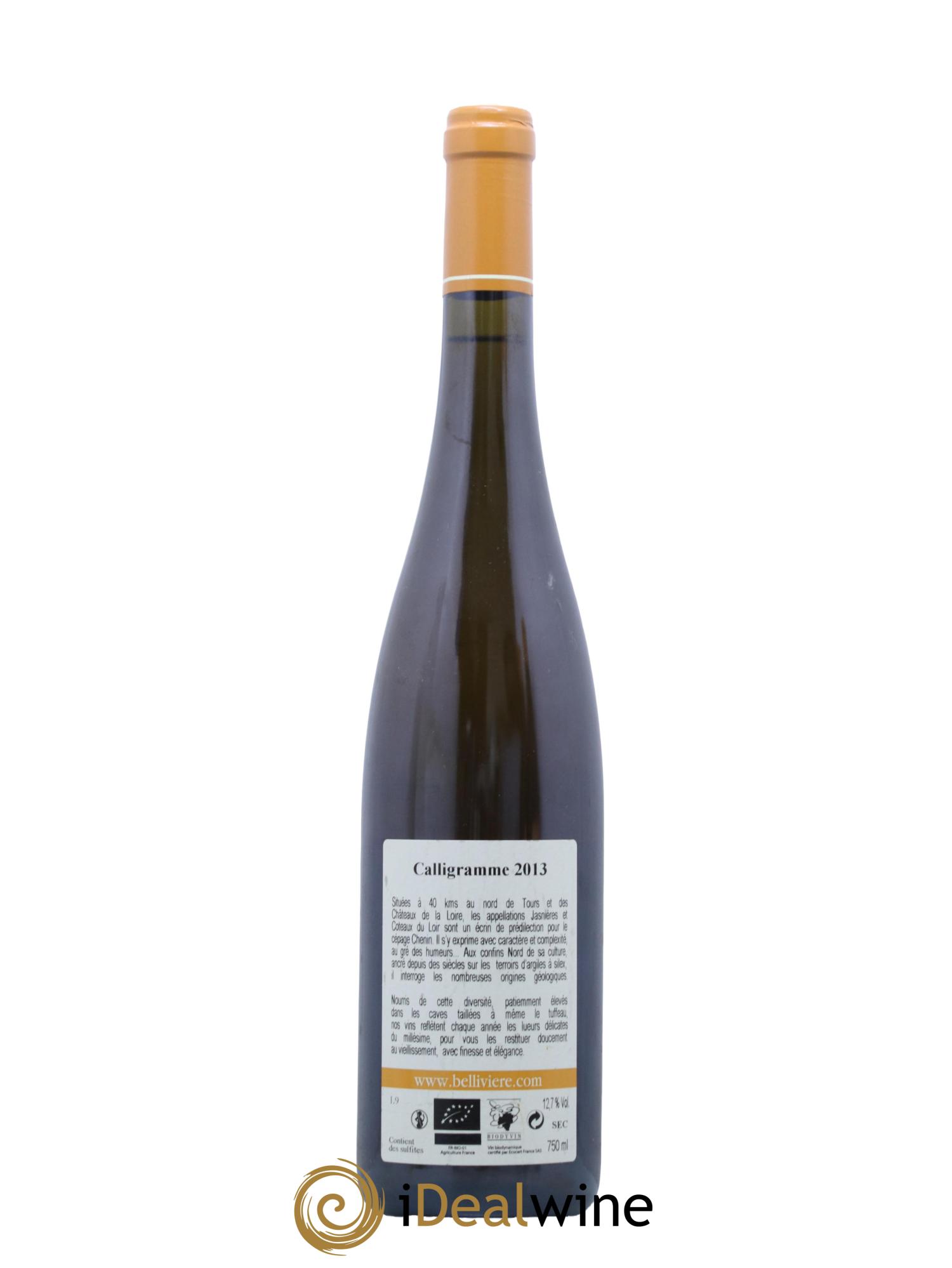 Jasnières Calligramme Domaine de Bellivière 2013 - Lot de 1 bouteille - 1