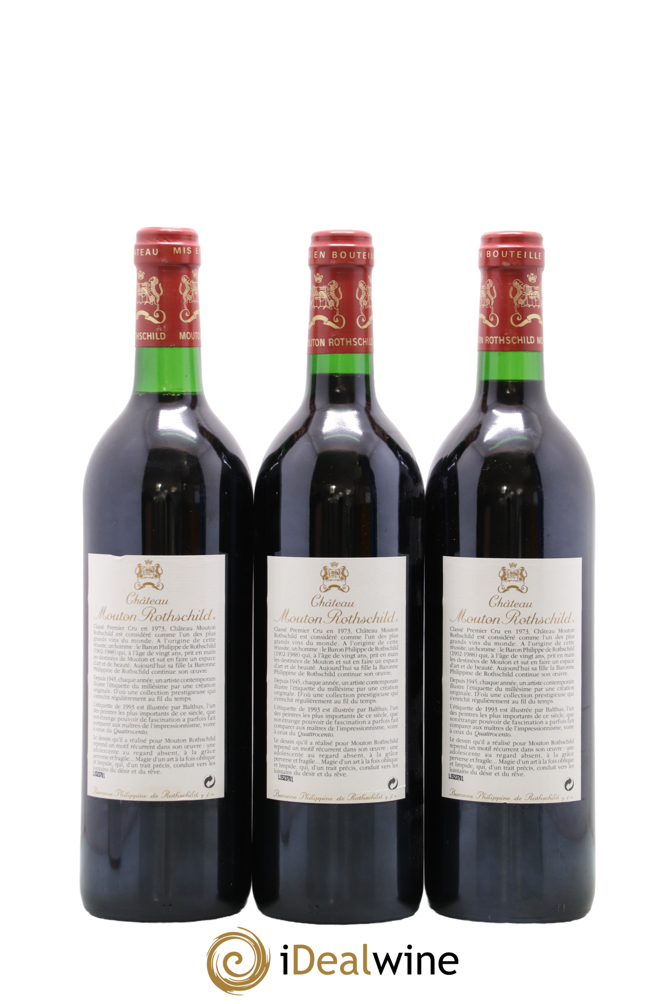 Château Mouton Rothschild 1er Grand Cru Classé 1993 - Lotto di 3 bottiglie - 1