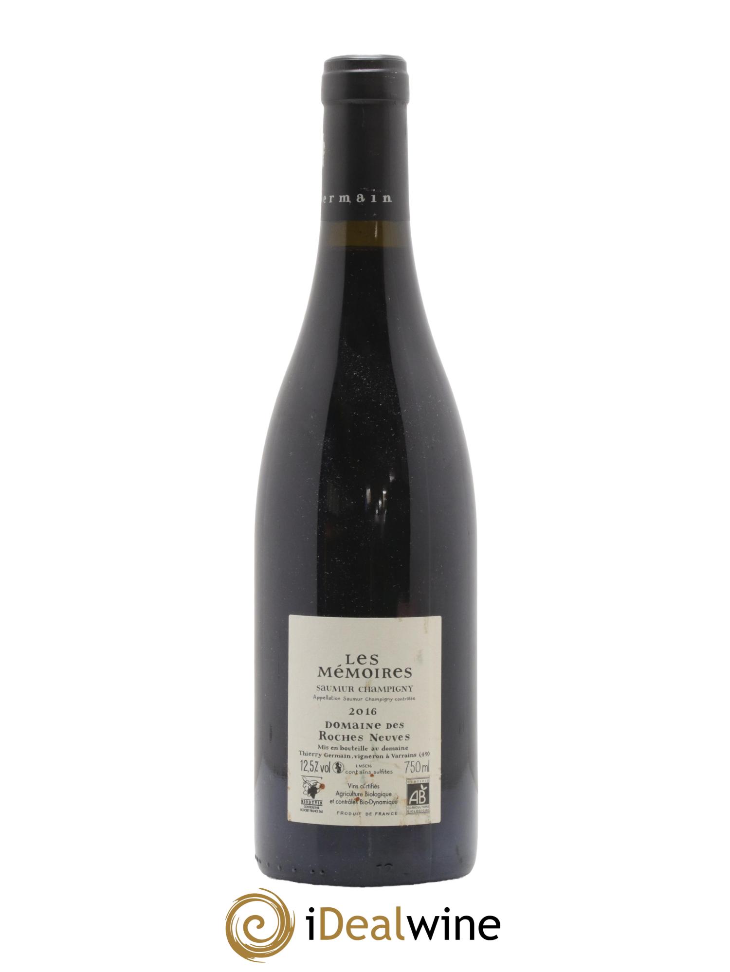 Saumur-Champigny Les Mémoires Domaine des Roches Neuves - Thierry Germain 2016 - Lot de 1 bouteille - 1