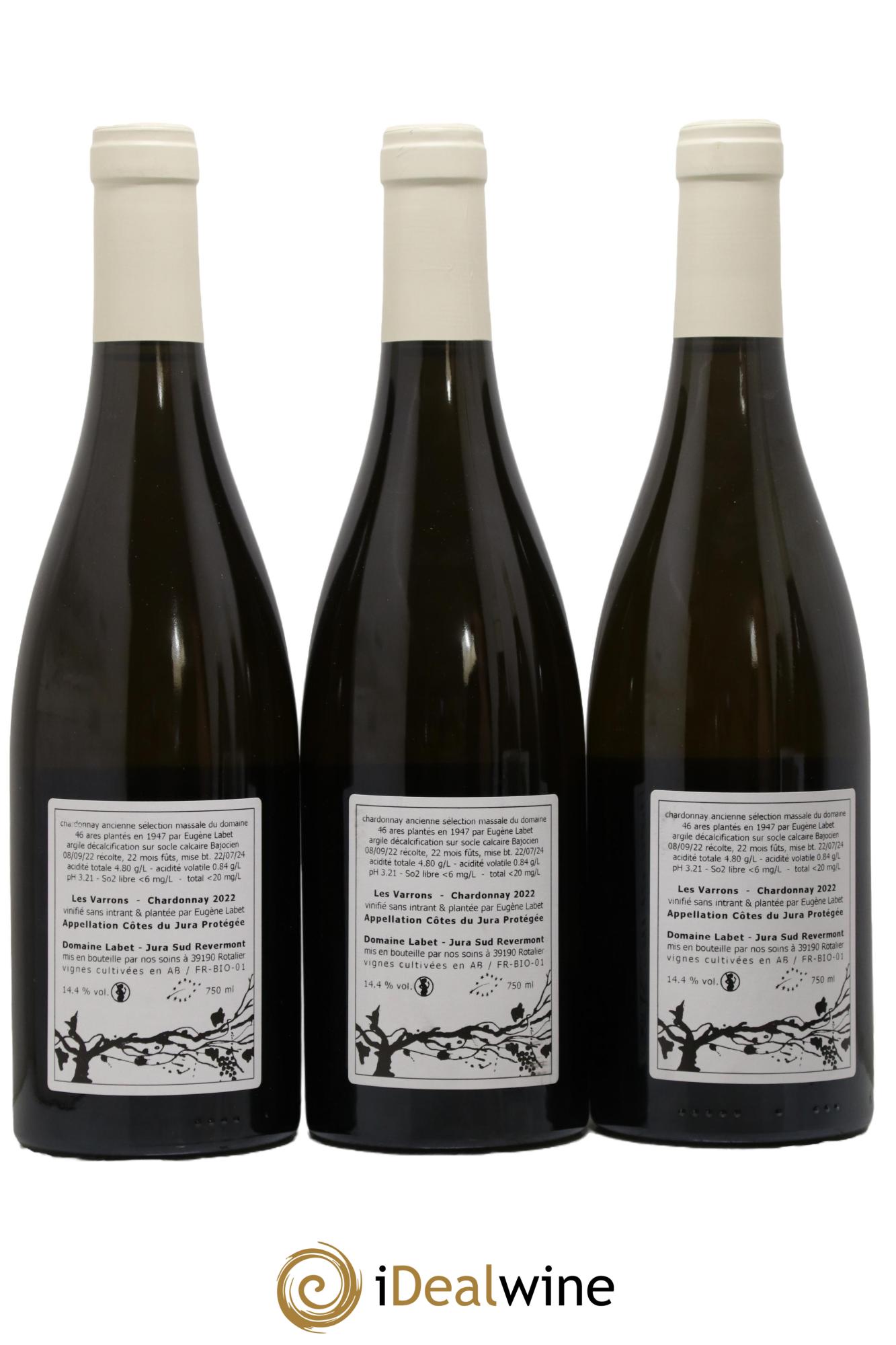 Côtes du Jura Chardonnay Les Varrons Romain - Julien - Charline Labet 2022 - Lot of 3 bottles - 1