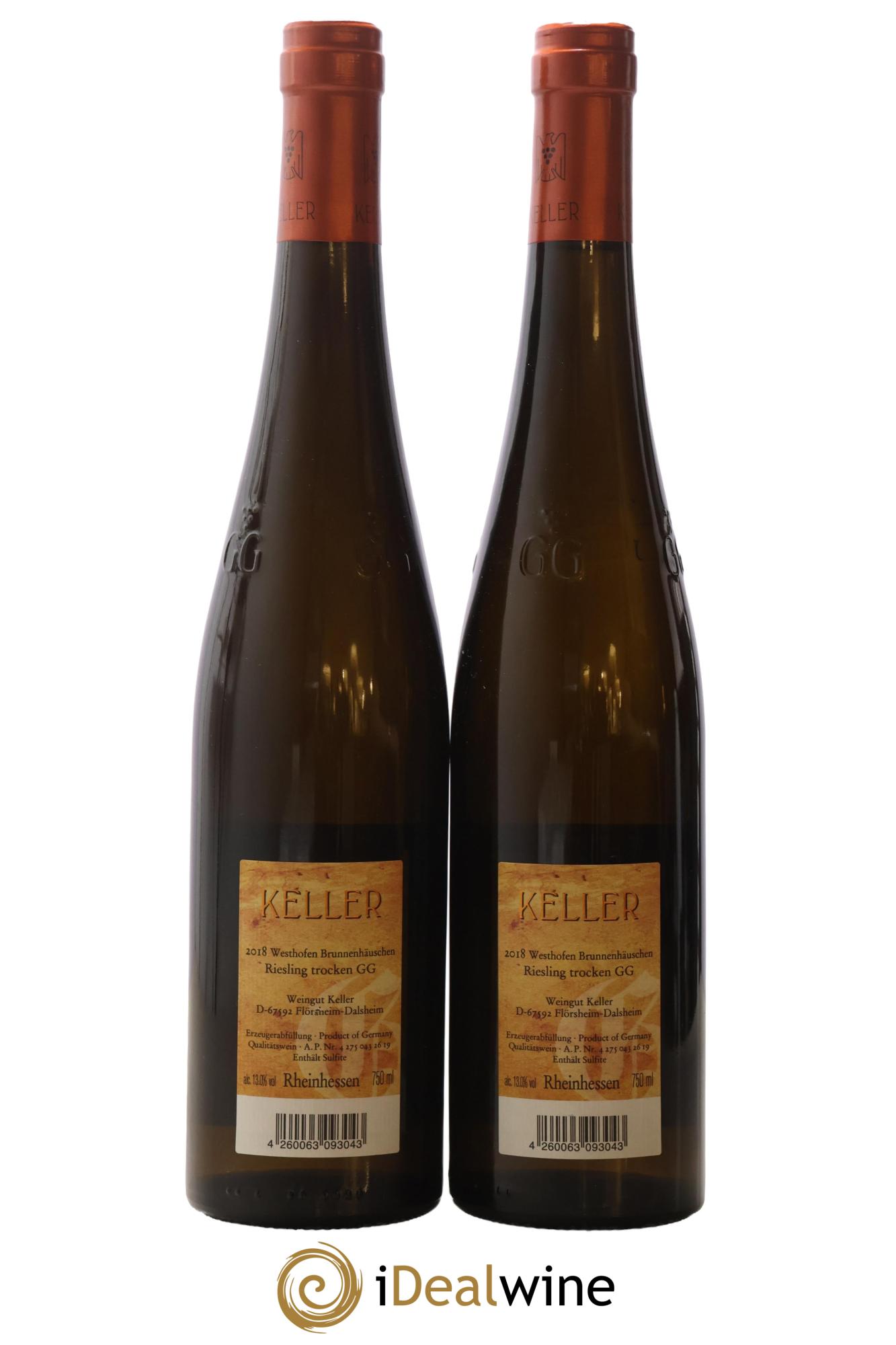 Riesling Trocken GG Abts Erde Westhofen Brunnenhäuschen Keller 2018 - Lot of 2 bottles - 1