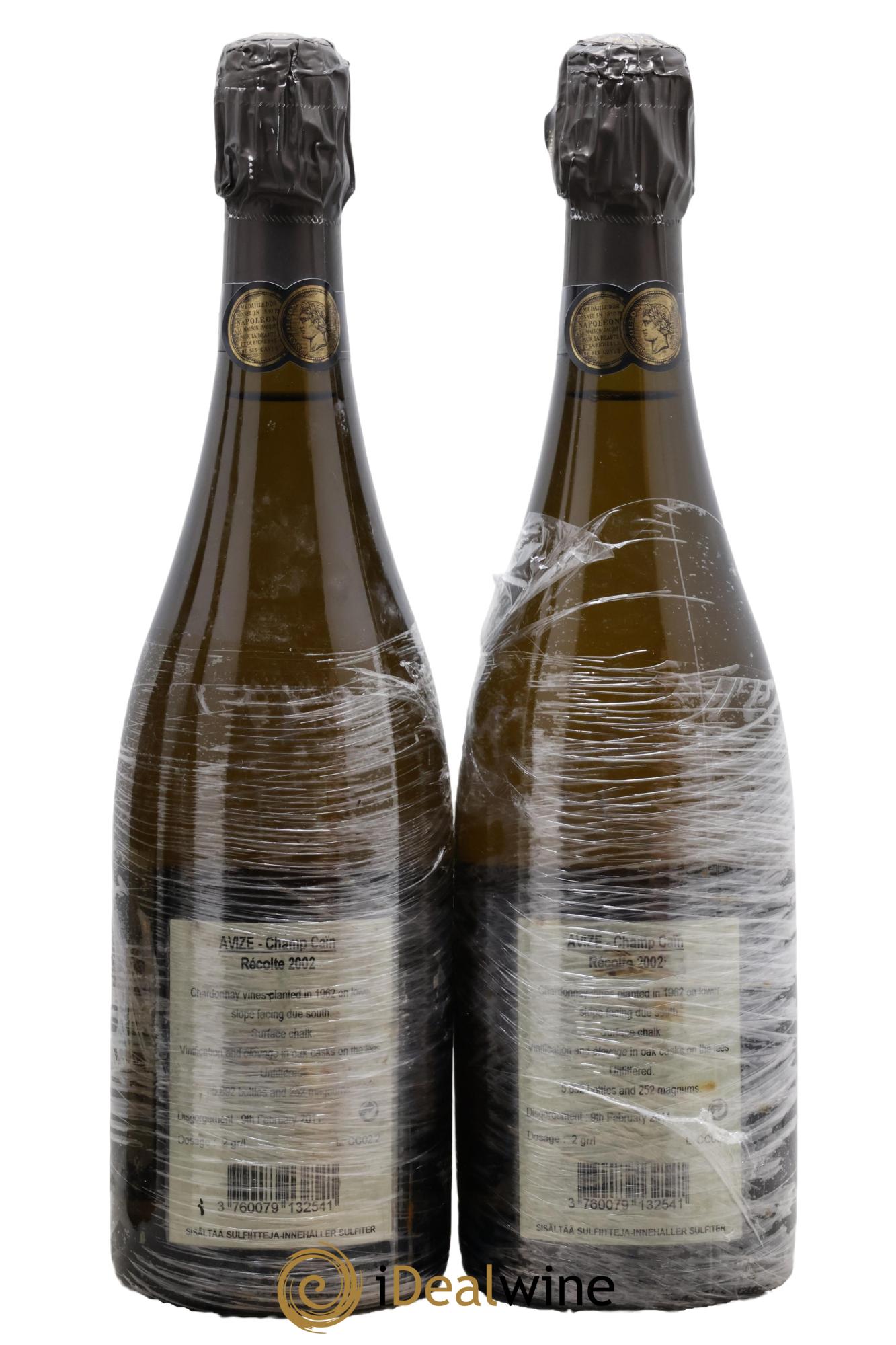 Avize Champ Caïn Extra-Brut Jacquesson 2002 - Lot de 2 bouteilles - 1