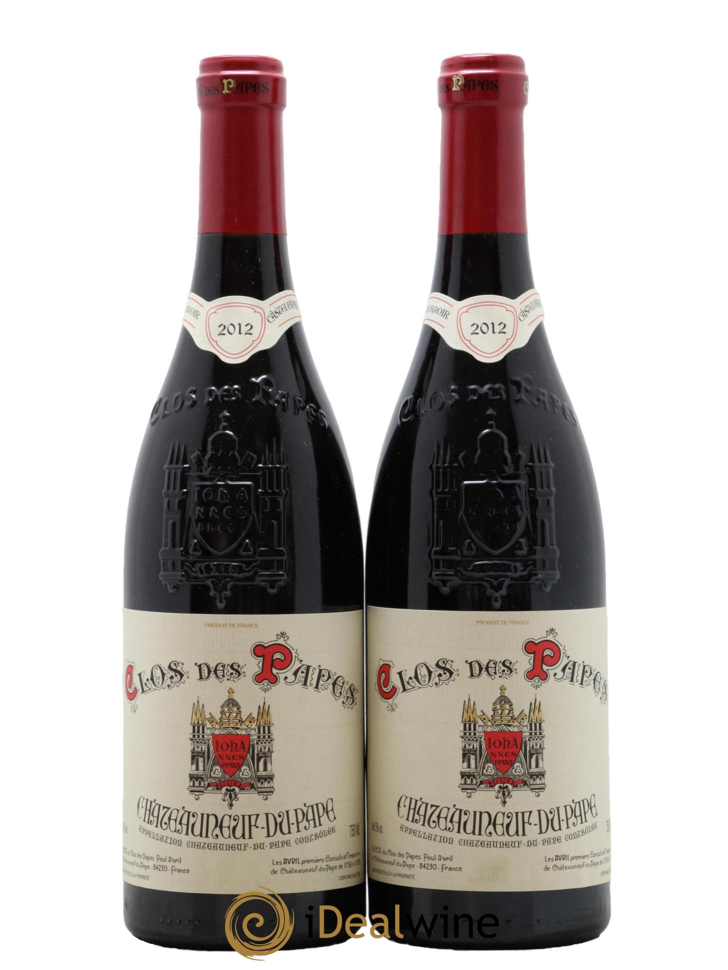 Châteauneuf-du-Pape Clos des Papes - Paul Avril 2012 - Lot de 2 bouteilles - 0
