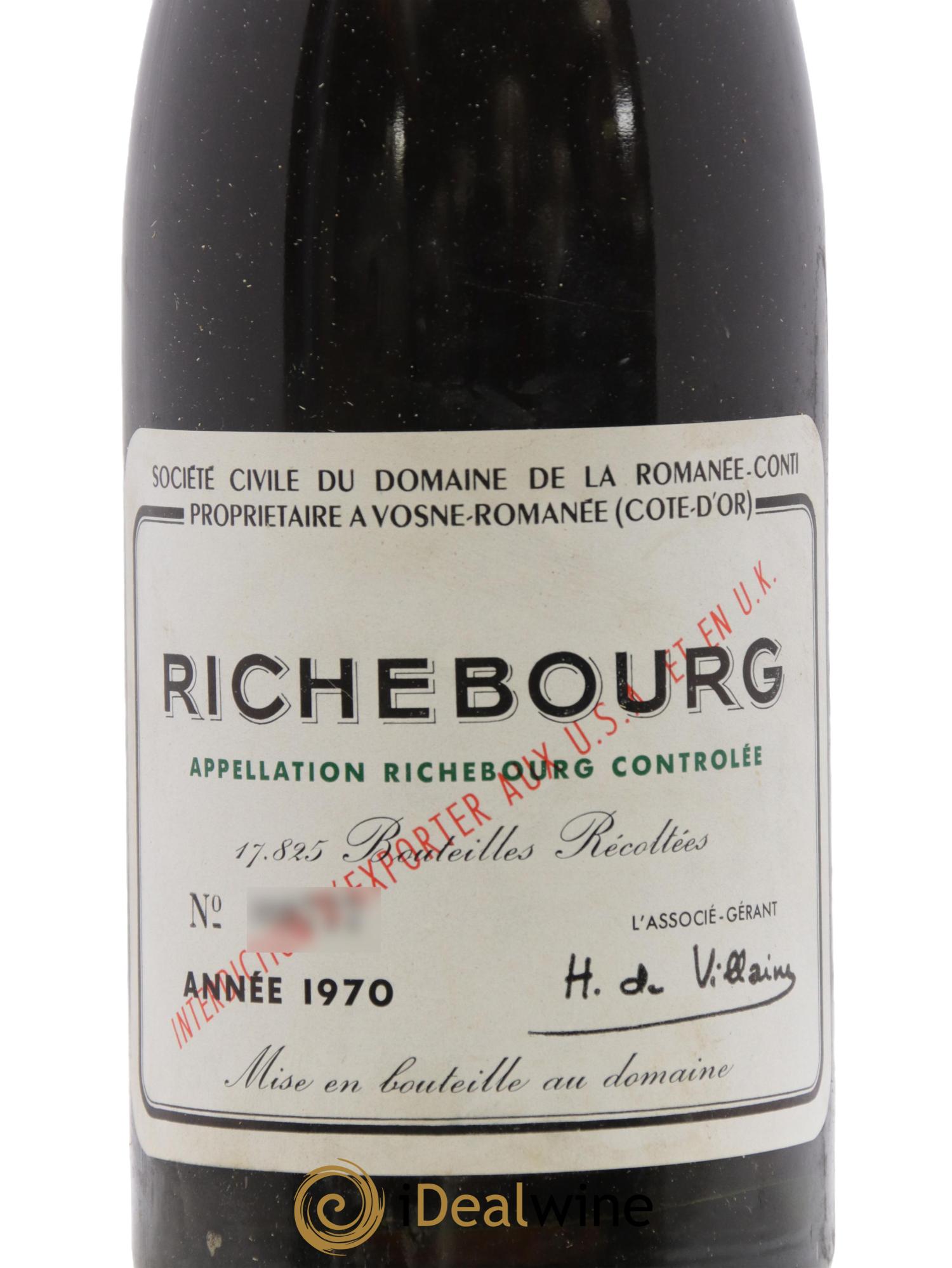 Richebourg Grand Cru Domaine de la Romanée-Conti 1970 - Lotto di 1 bottiglia - 1
