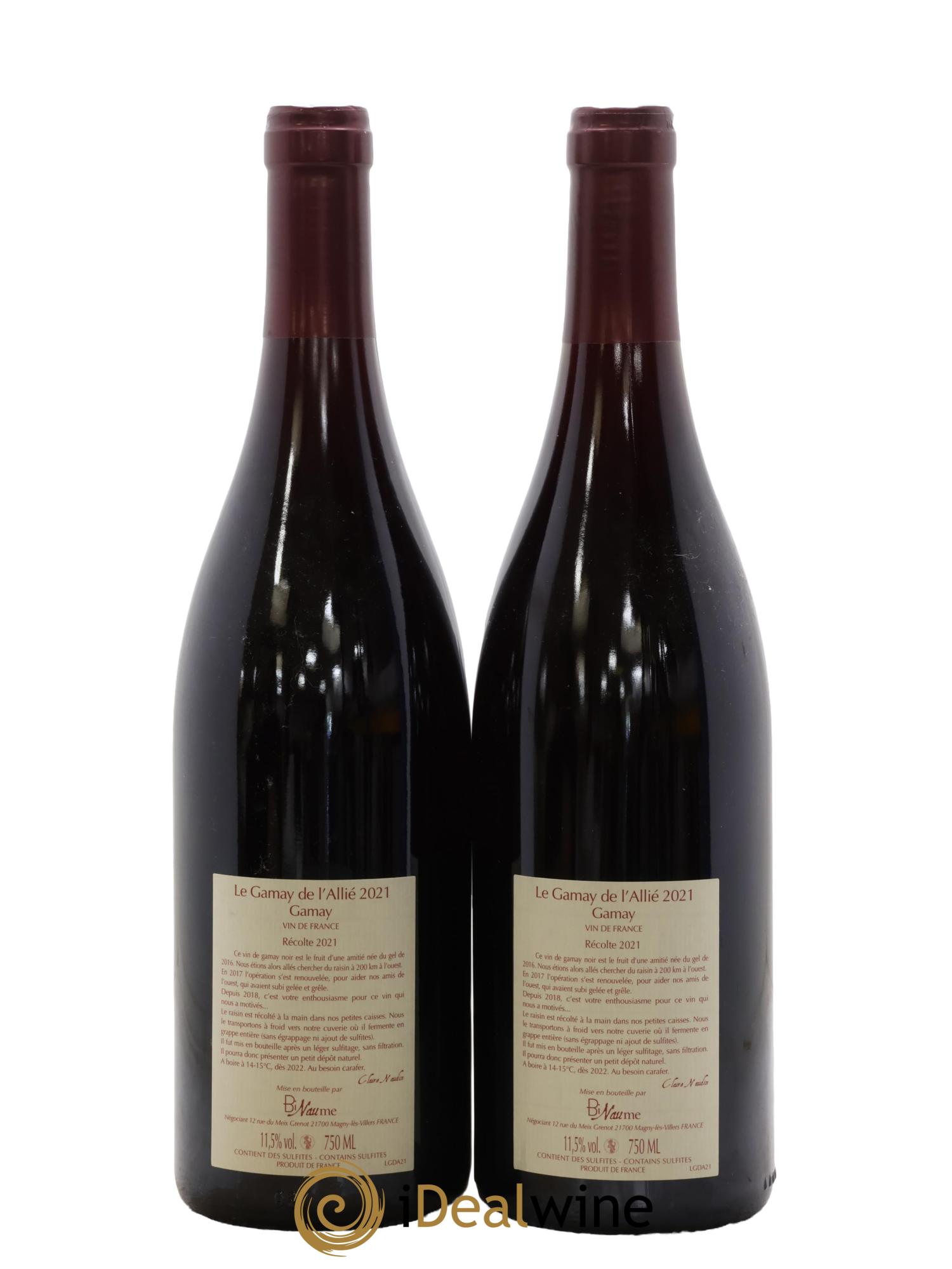 Vin de France Le Gamay de l'Allié Binaume Bizot-Naudin 2021 - Lot de 2 bouteilles - 1