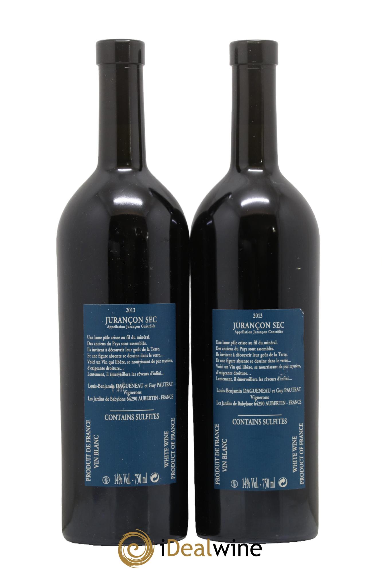 Vin de France(anciennement Jurançon) Les Jardins de Babylone Sec Didier Dagueneau 2013 - Lot de 2 bouteilles - 1