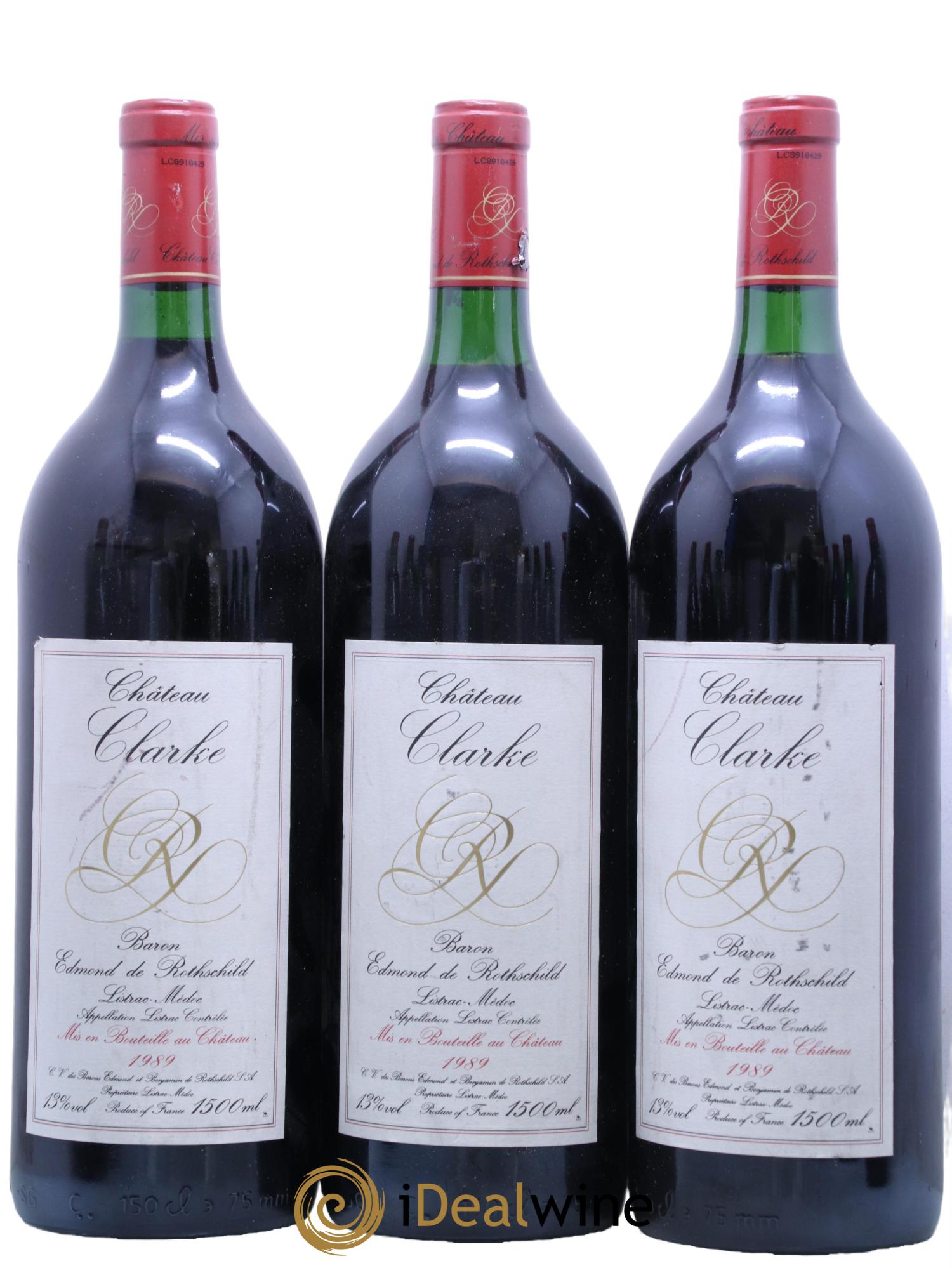 Château Clarke 1989 - Posten von 3 Magnum - 0