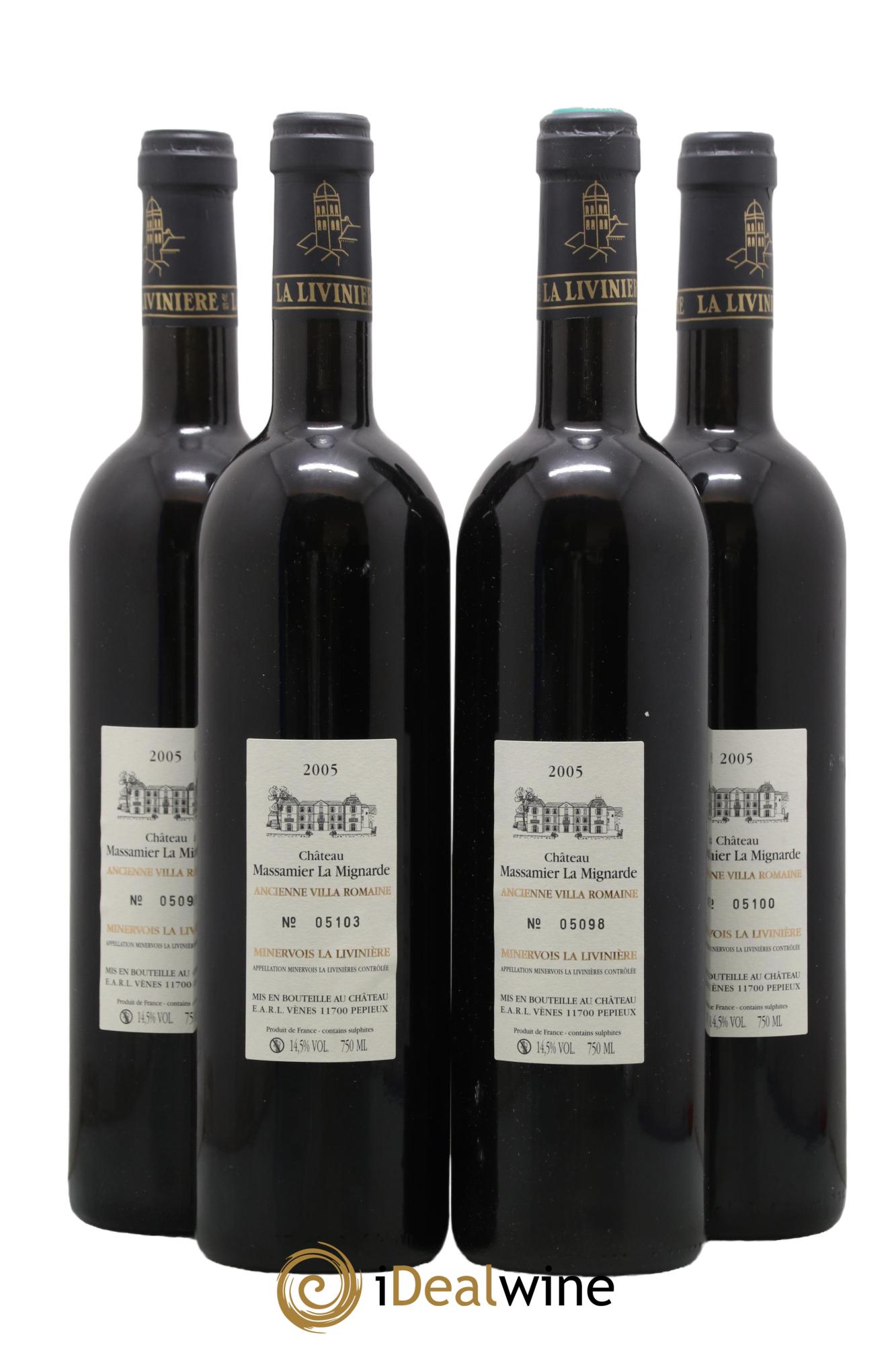 Minervois La Livinière Domus Maximus Domaine Massamier La Mignarde 2005 - Lot de 4 bouteilles - 1