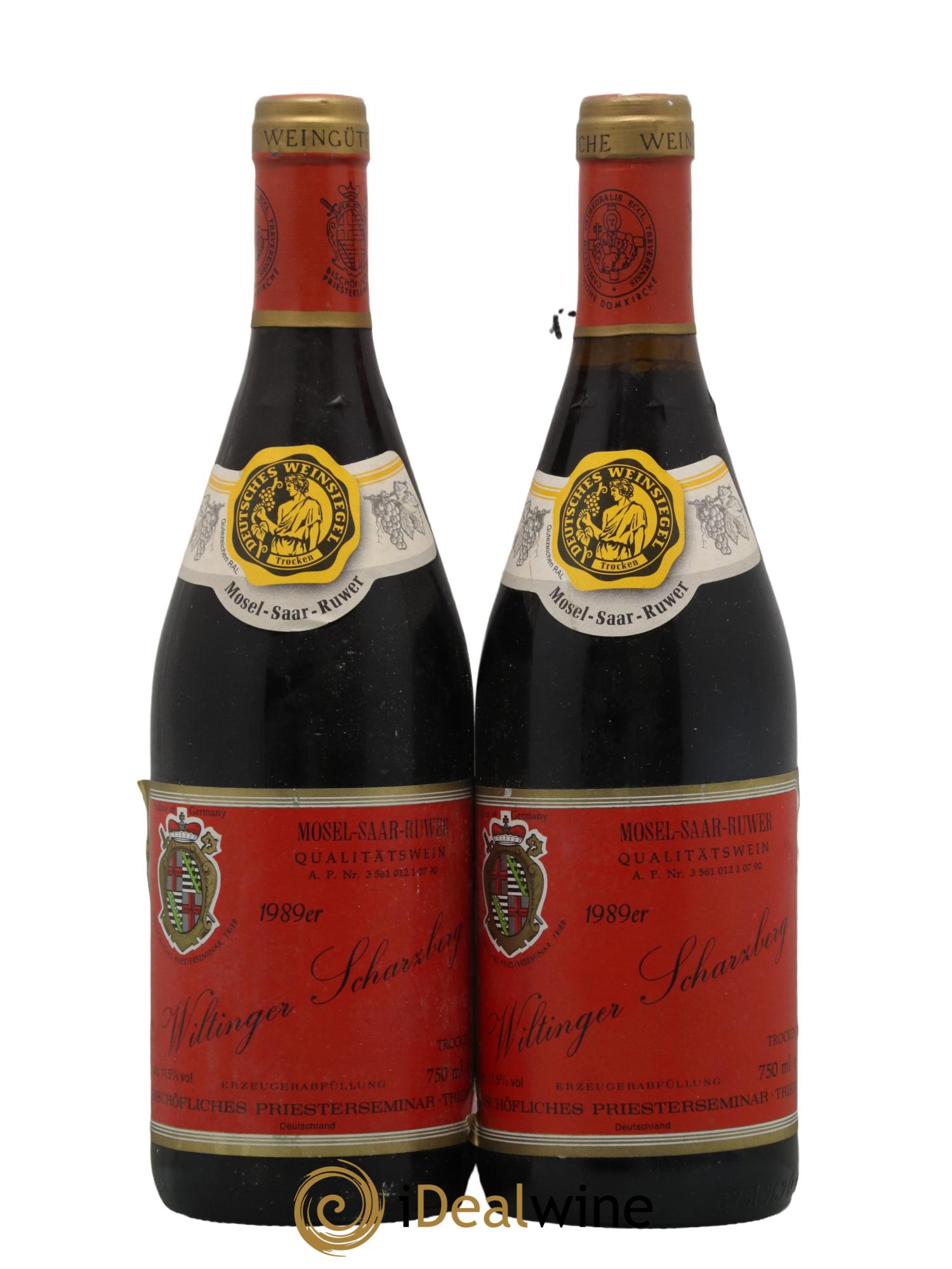 Allemagne Bischofliches Priesterseminar Wiltinger Scharzberg Rotwein trocken 1989 - Lot de 2 bouteilles - 0