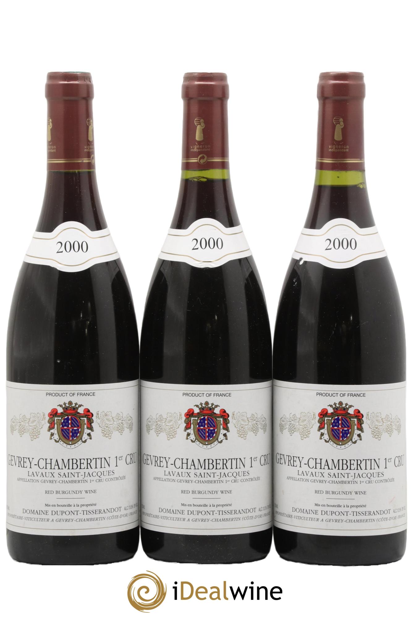 Gevrey-Chambertin 1er Cru Lavaux Saint-Jacques Dupont-Tisserandot (Domaine) 2000 - Lot de 3 bouteilles - 0
