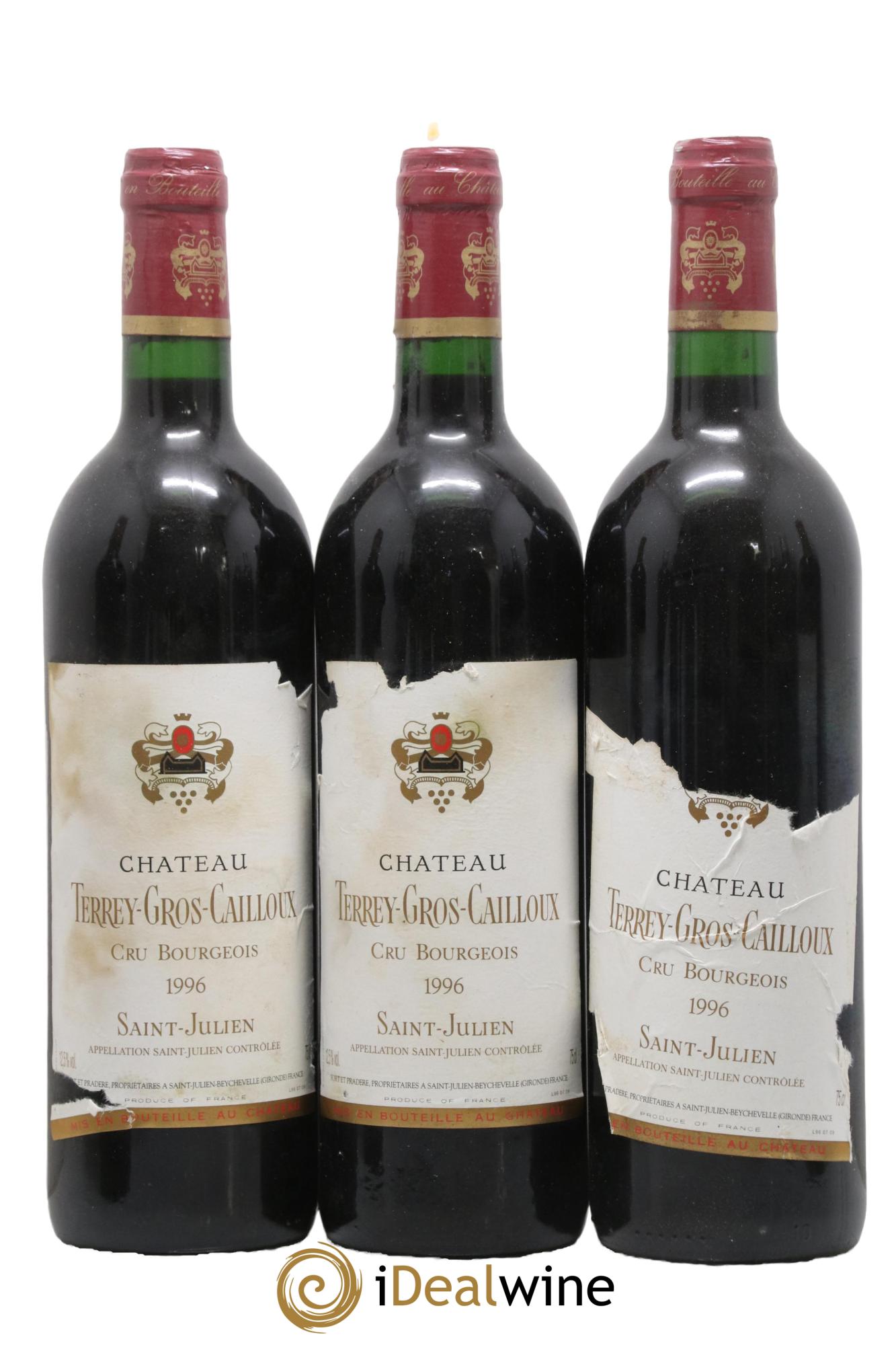 Château Terrey Gros Cailloux Cru Bourgeois 1996 - Lot de 3 bouteilles - 0