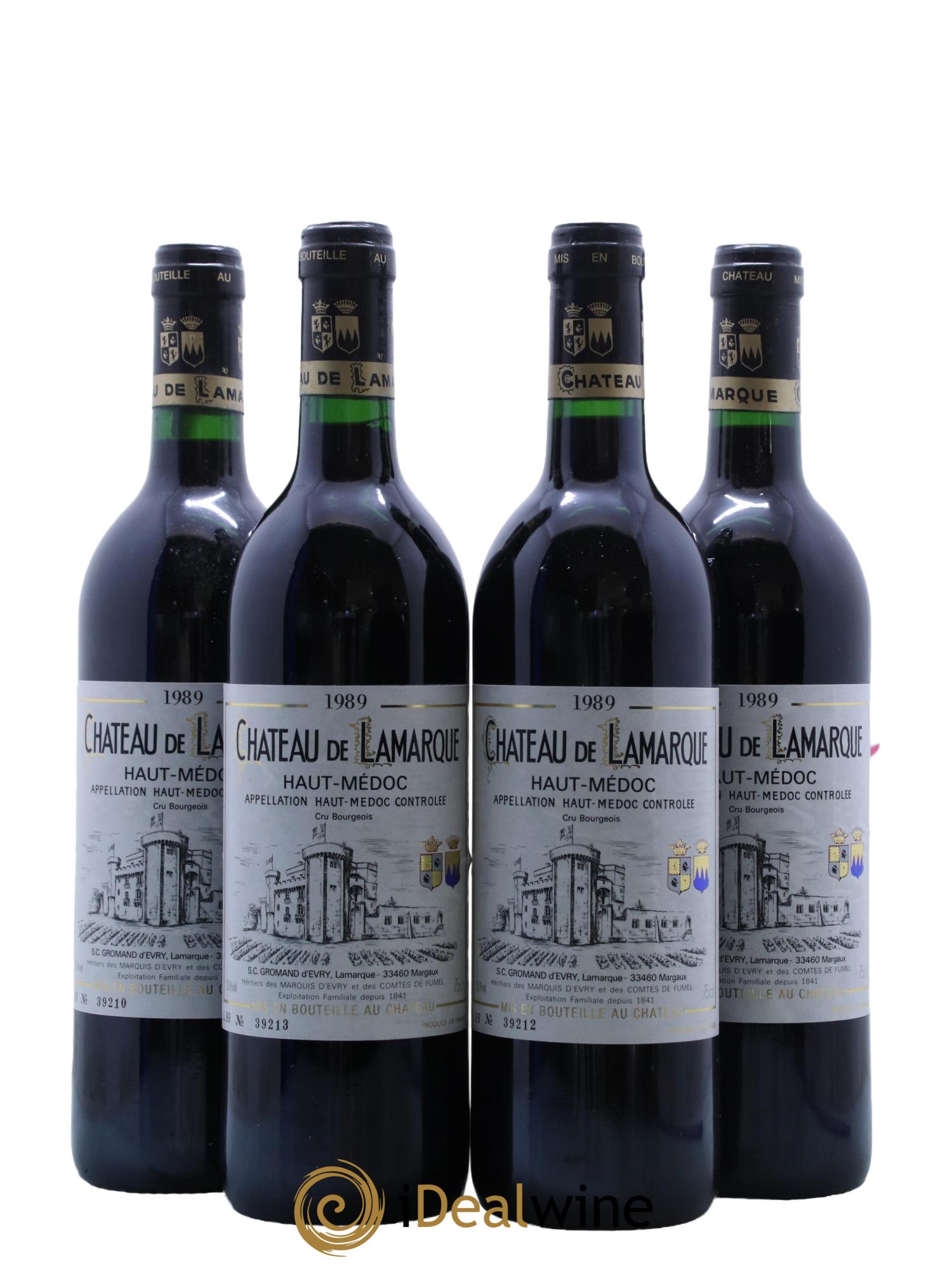 Château de Lamarque Cru Bourgeois 1989 - Lot de 4 bouteilles - 0