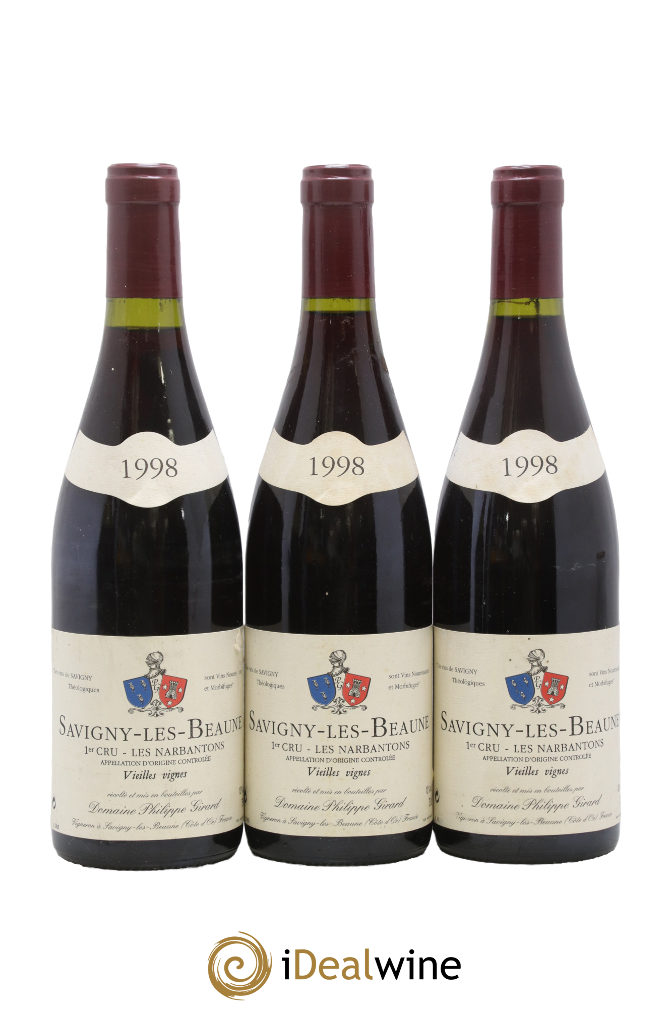 Savigny-lès-Beaune 1er Cru Narbantons Vielles Vignes Phillippe Girard 1998 - Lot de 3 bouteilles - 0
