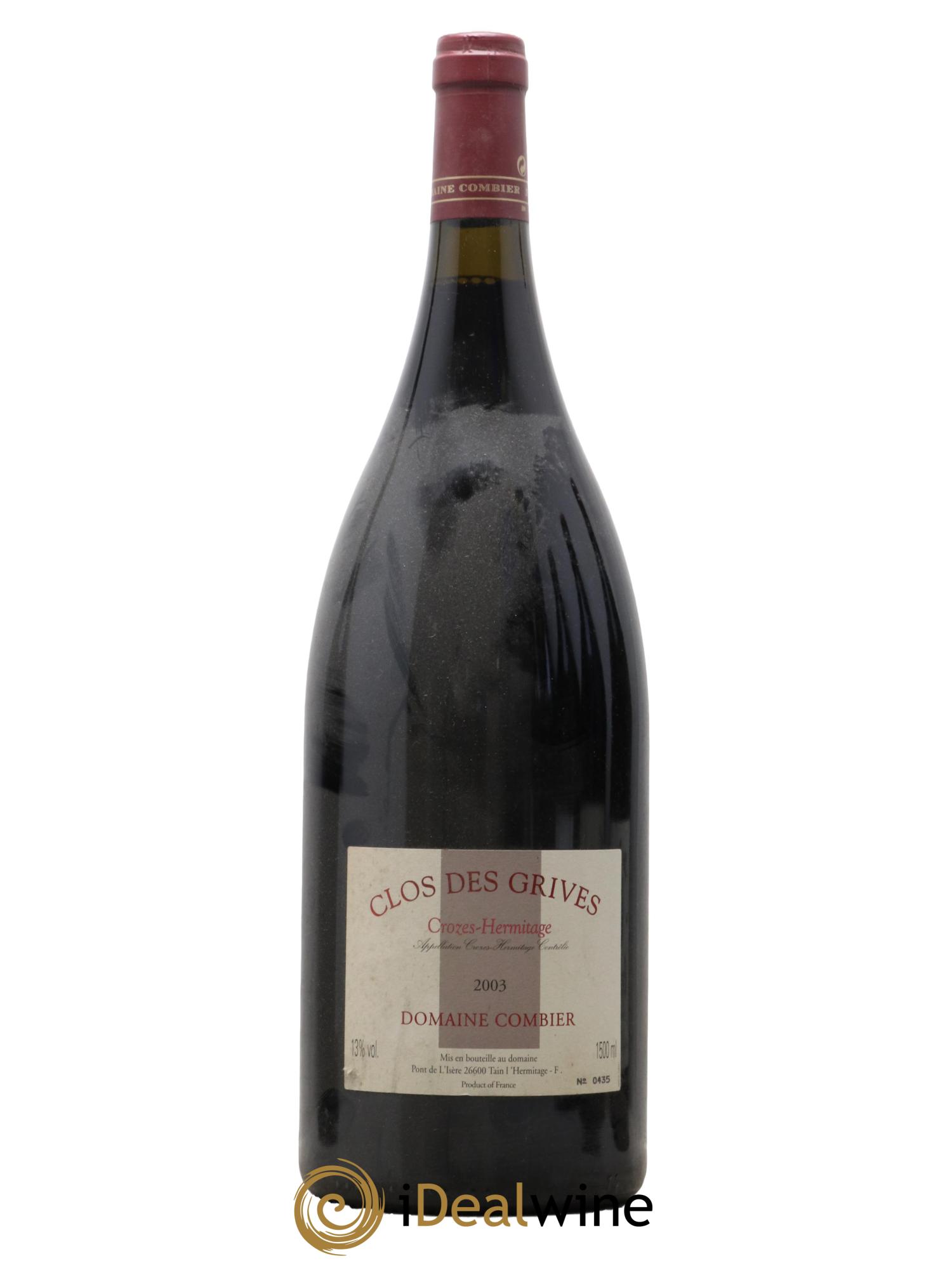 Crozes-Hermitage Clos des Grives Combier 2003 - Lot de 1 magnum - 0