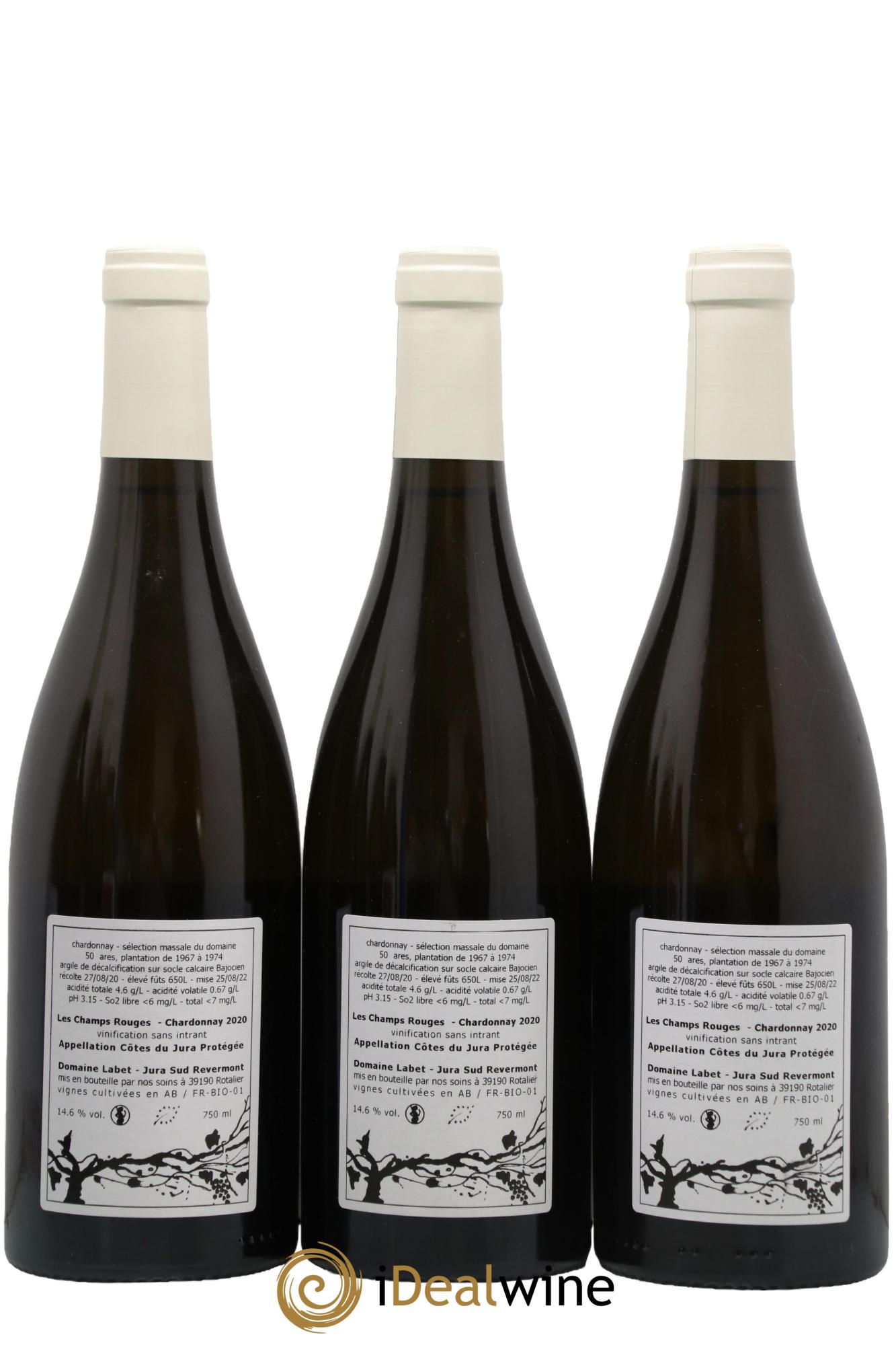 Côtes du Jura Chardonnay Les Champs Rouges Romain - Julien - Charline Labet 2020 - Posten von 3 Flaschen - 1