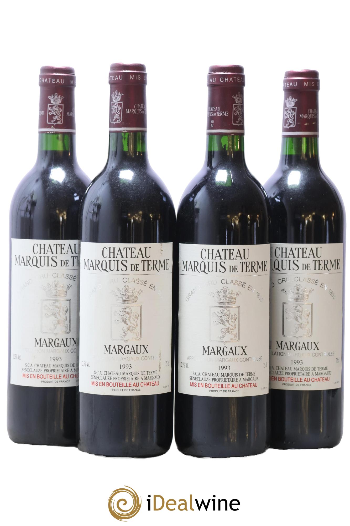 Château Marquis de Terme 4ème Grand Cru Classé 1993 - Posten von 4 Flaschen - 0