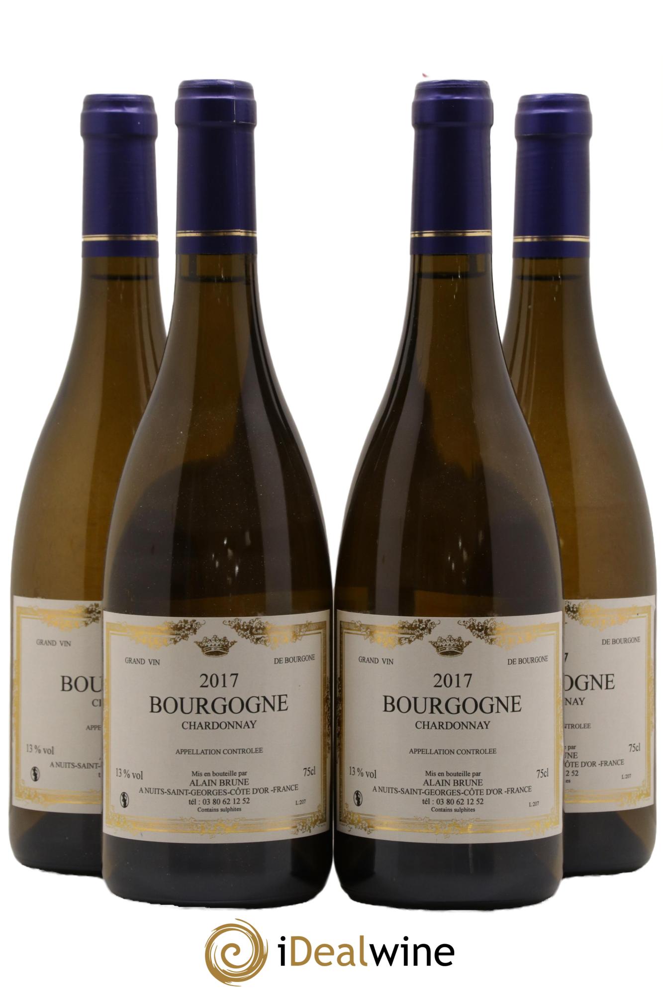 Bourgogne Chardonnay Domaine Alain Brune 2017 - Lot de 4 bouteilles - 0