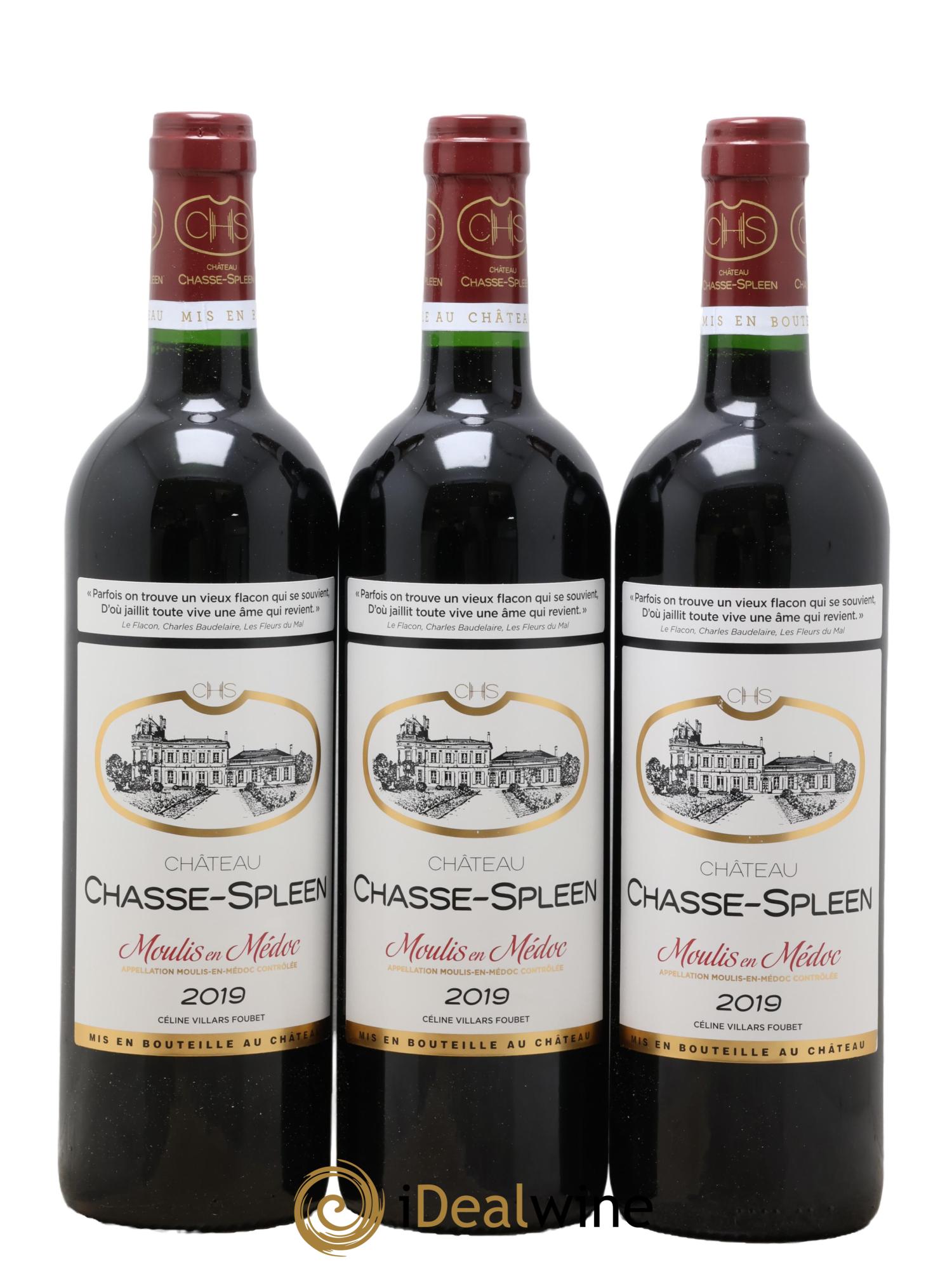 Château Chasse Spleen 2019 - Lot of 3 bottles - 0