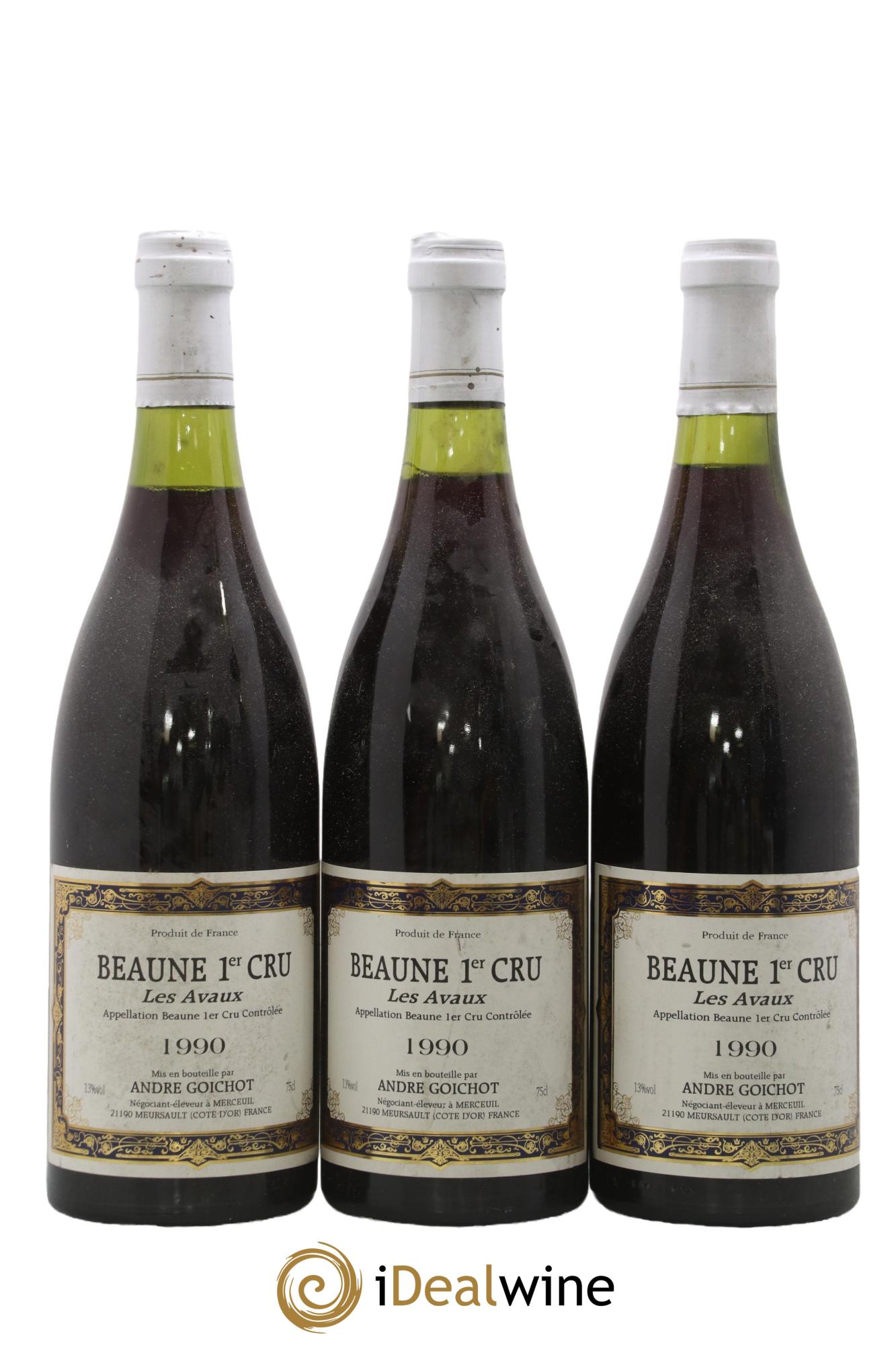 Beaune 1er Cru Les Avaux A. Goichot 1990 - Lot of 3 bottles - 0
