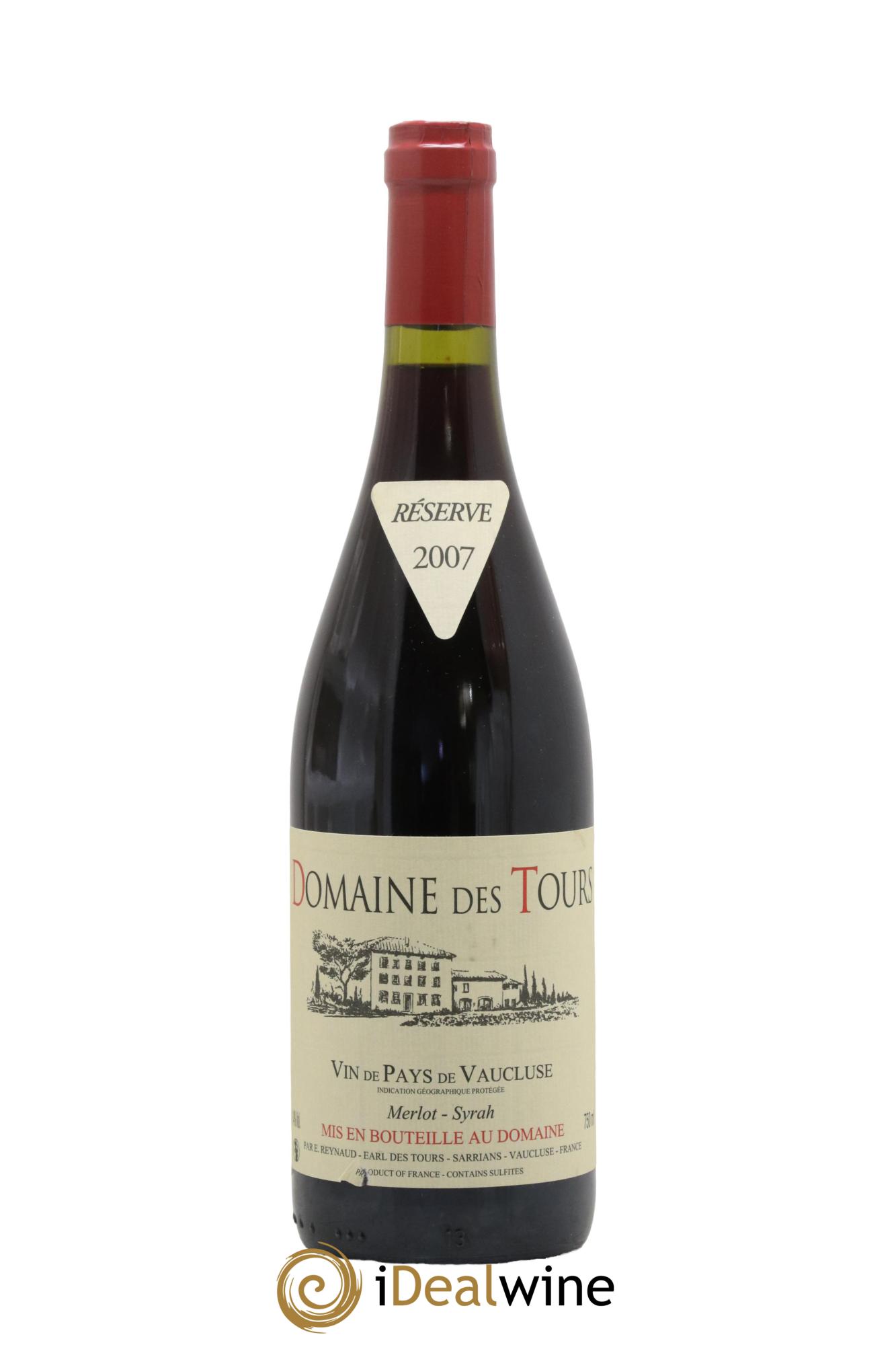 Vaucluse Domaine des Tours Merlot-Syrah Emmanuel Reynaud 2007 - Lot de 1 bouteille - 0