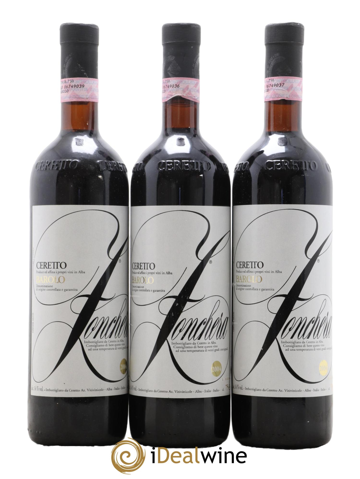 Barolo Zonchera Ceretto 2004 - Lot de 3 bouteilles - 0