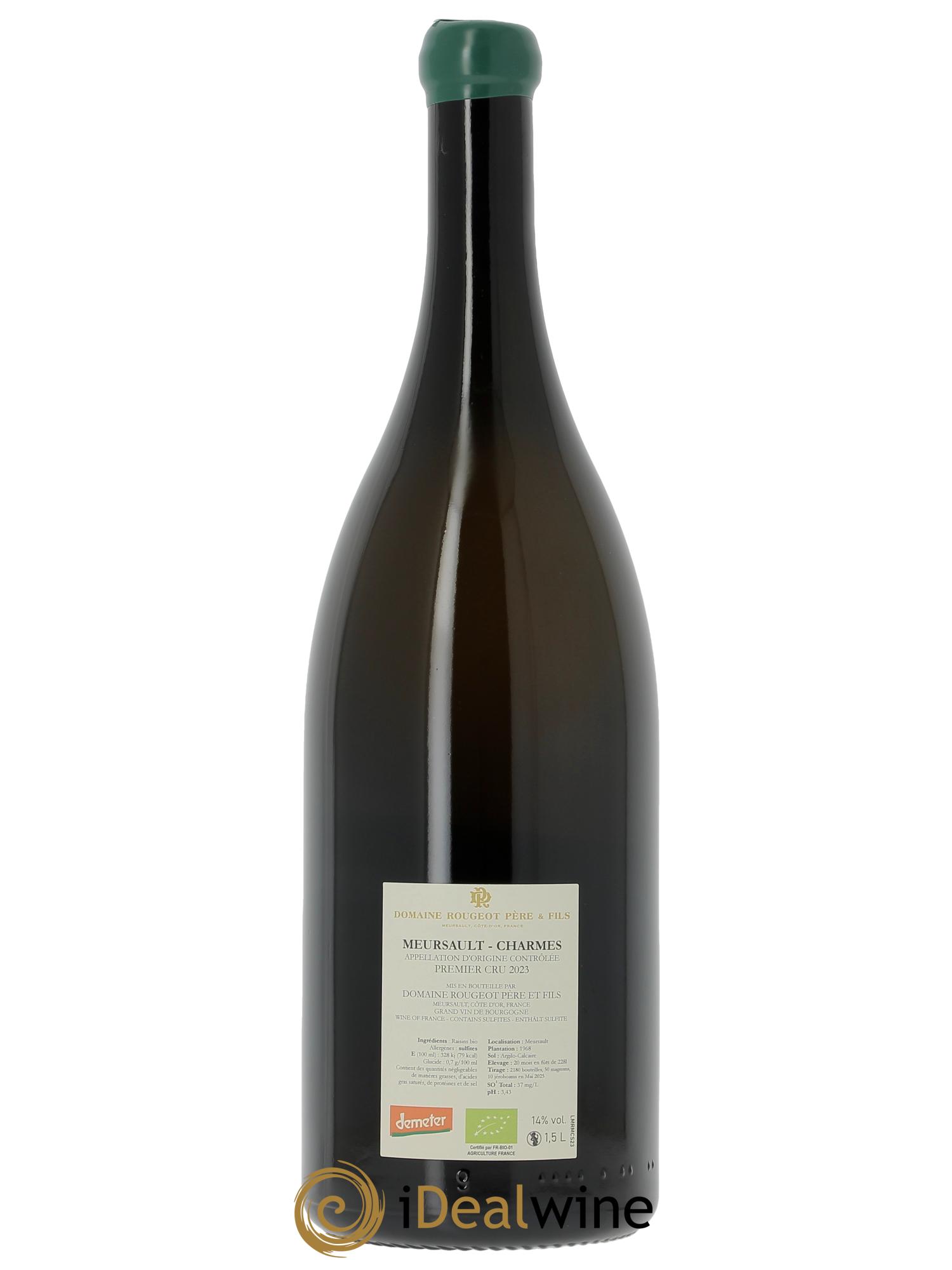 Meursault 1er Cru Les Charmes - Sans sulfite ajouté Rougeot Père et Fils  2023 - Lotto di 1 magnum - 1