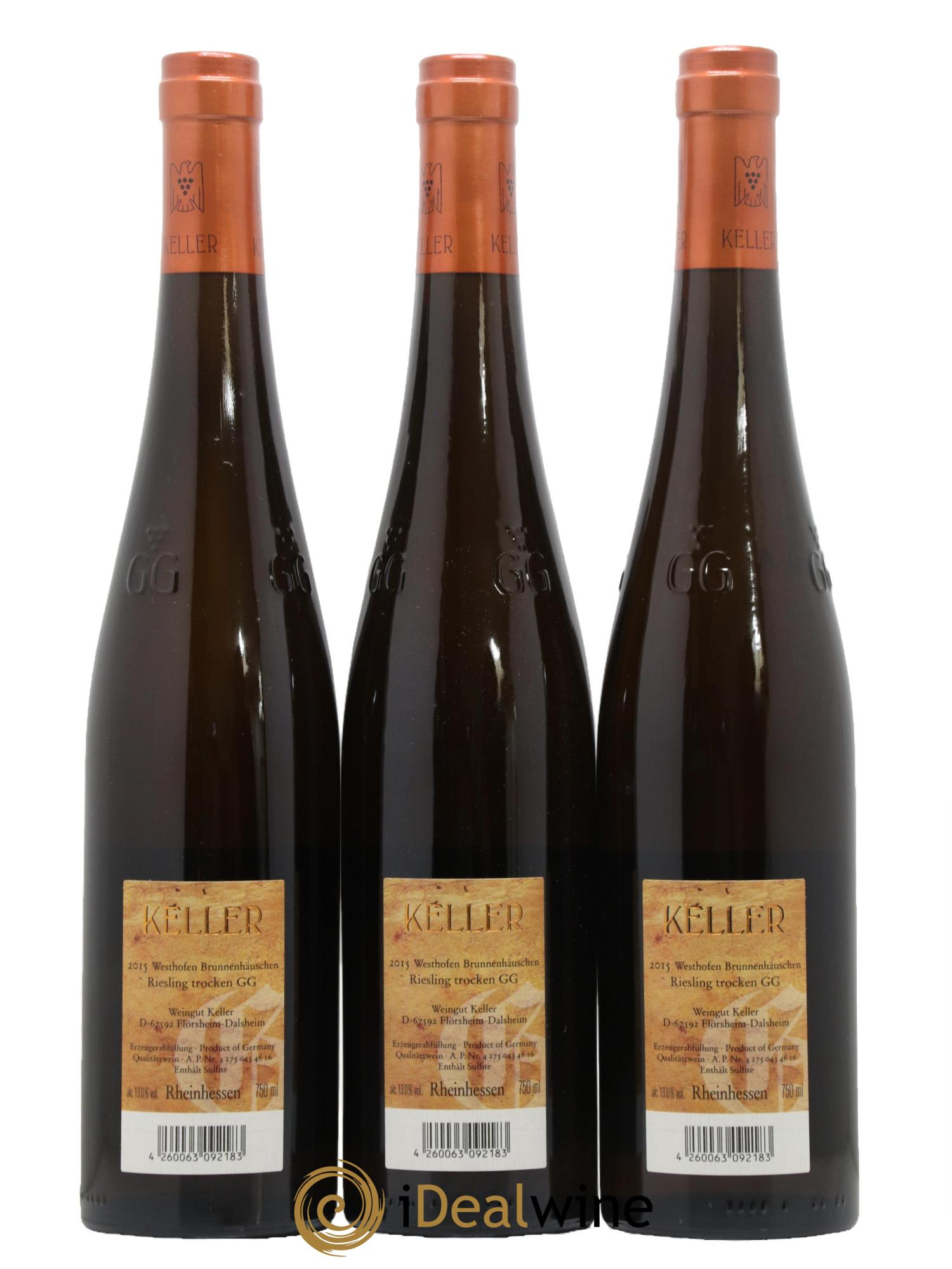 Riesling Trocken GG Abts Erde Westhofen Brunnenhäuschen Keller 2015 - Lot de 3 bouteilles - 1