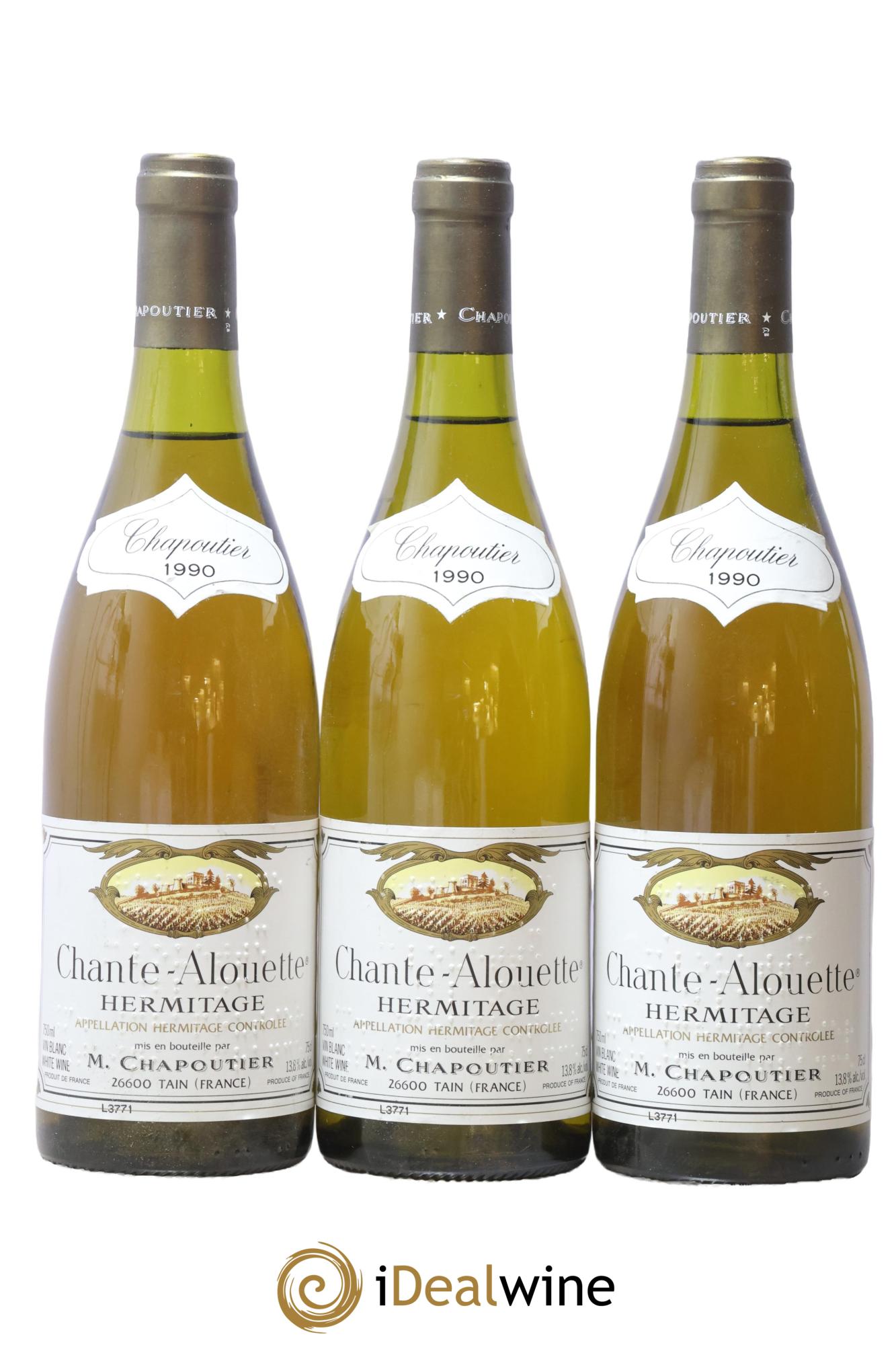 Hermitage Chante Alouette Chapoutier 1990 - Lot de 3 bouteilles - 0