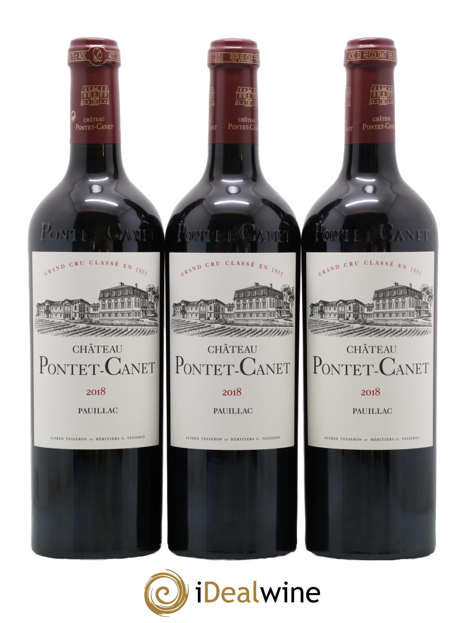 Château Pontet Canet 5ème Grand Cru Classé 2018 - Lot de 3 bouteilles - 1