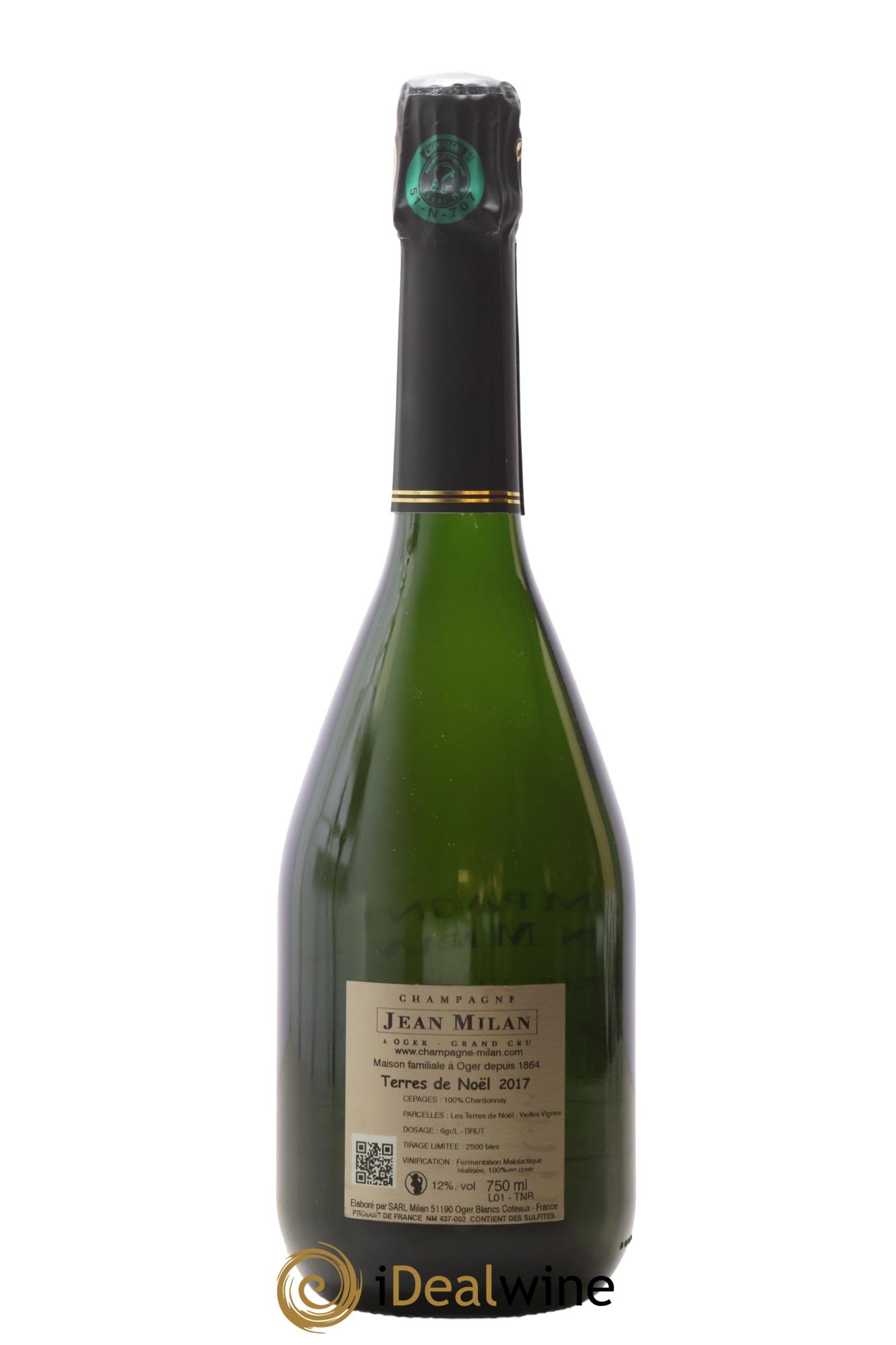 Champagne Terres De Noël Bland De Blancs Vieilles Vignes Jean Milan 2017 - Posten von 1 Flasche - 1