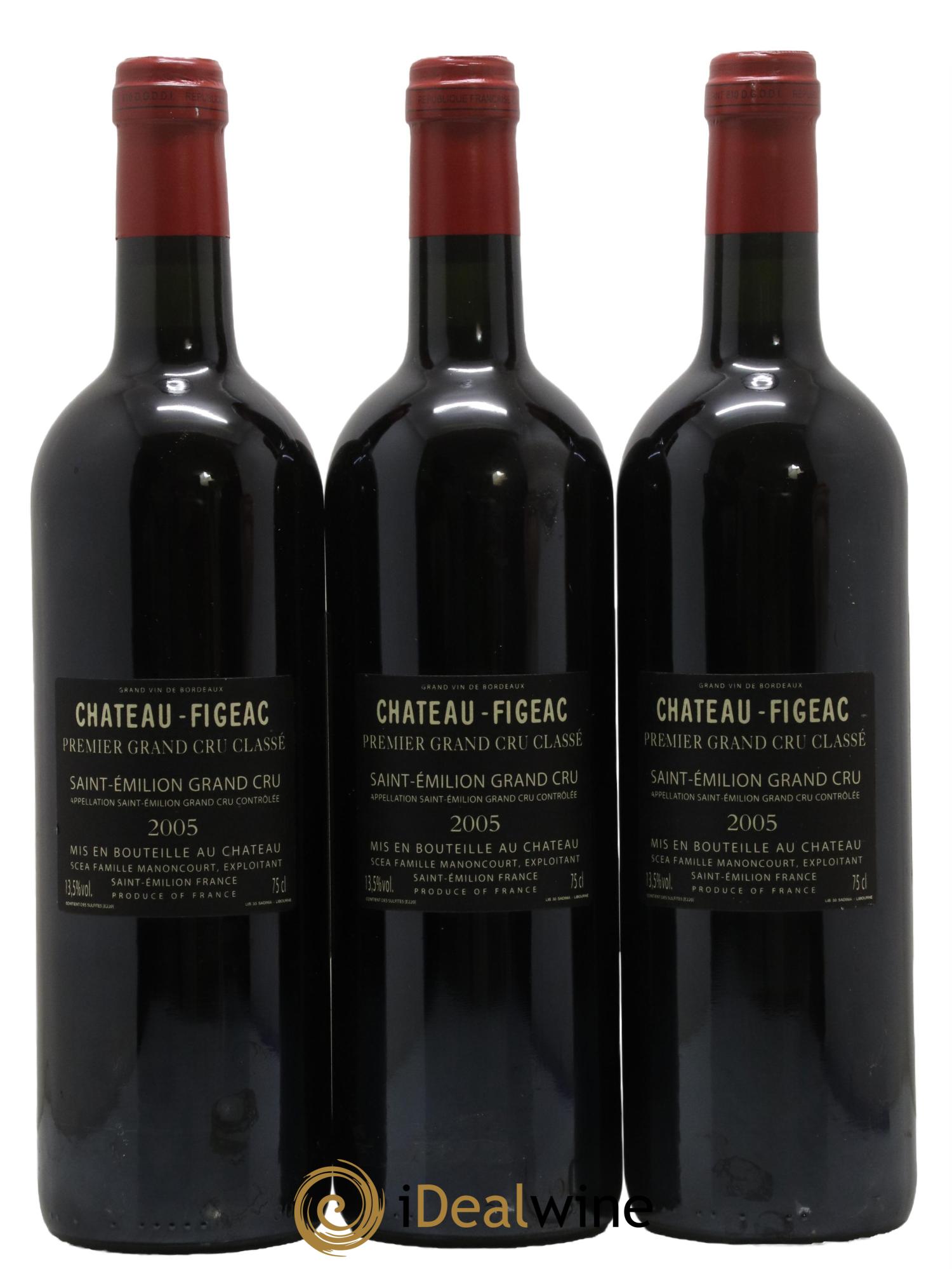 Château Figeac 1er Grand Cru Classé A 2005 - Lot de 3 bouteilles - 1