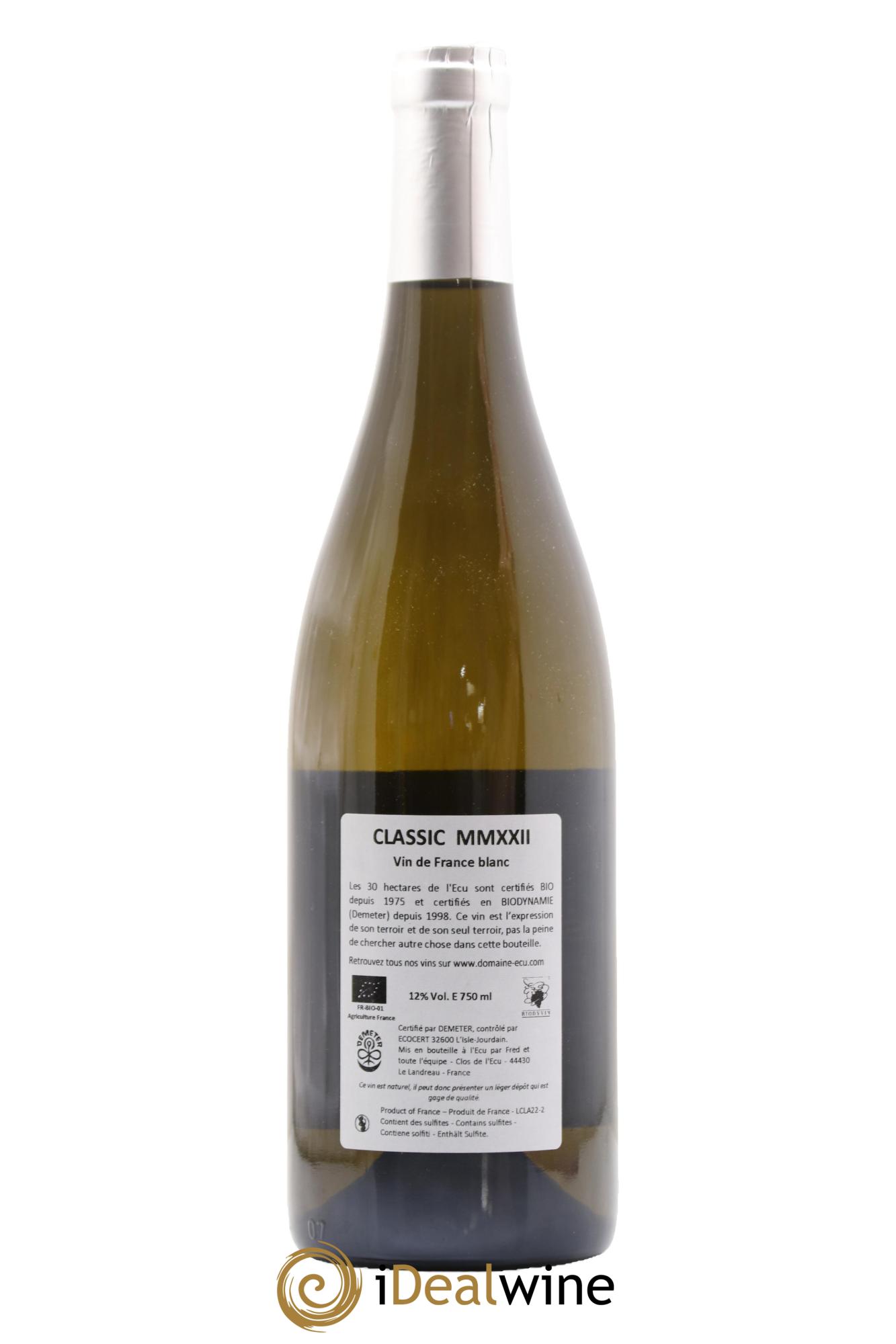 Muscadet-Sèvre-et-Maine Classique Domaine de L'Ecu 2022 - Lot de 1 bouteille - 1