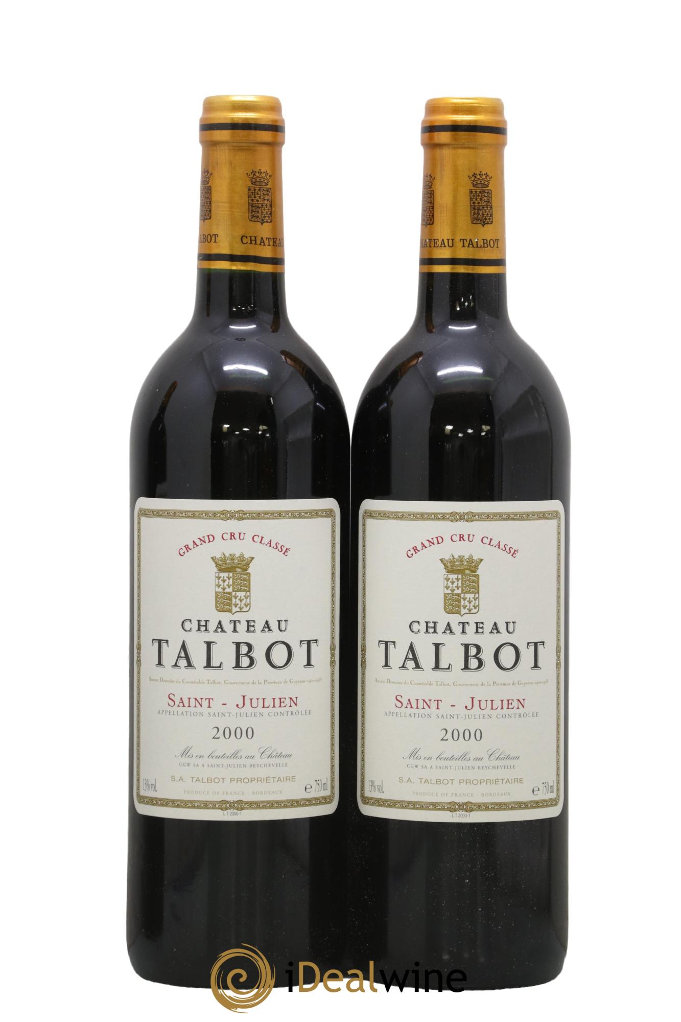 Château Talbot 4ème Grand Cru Classé 2000 - Lot de 2 bouteilles - 0