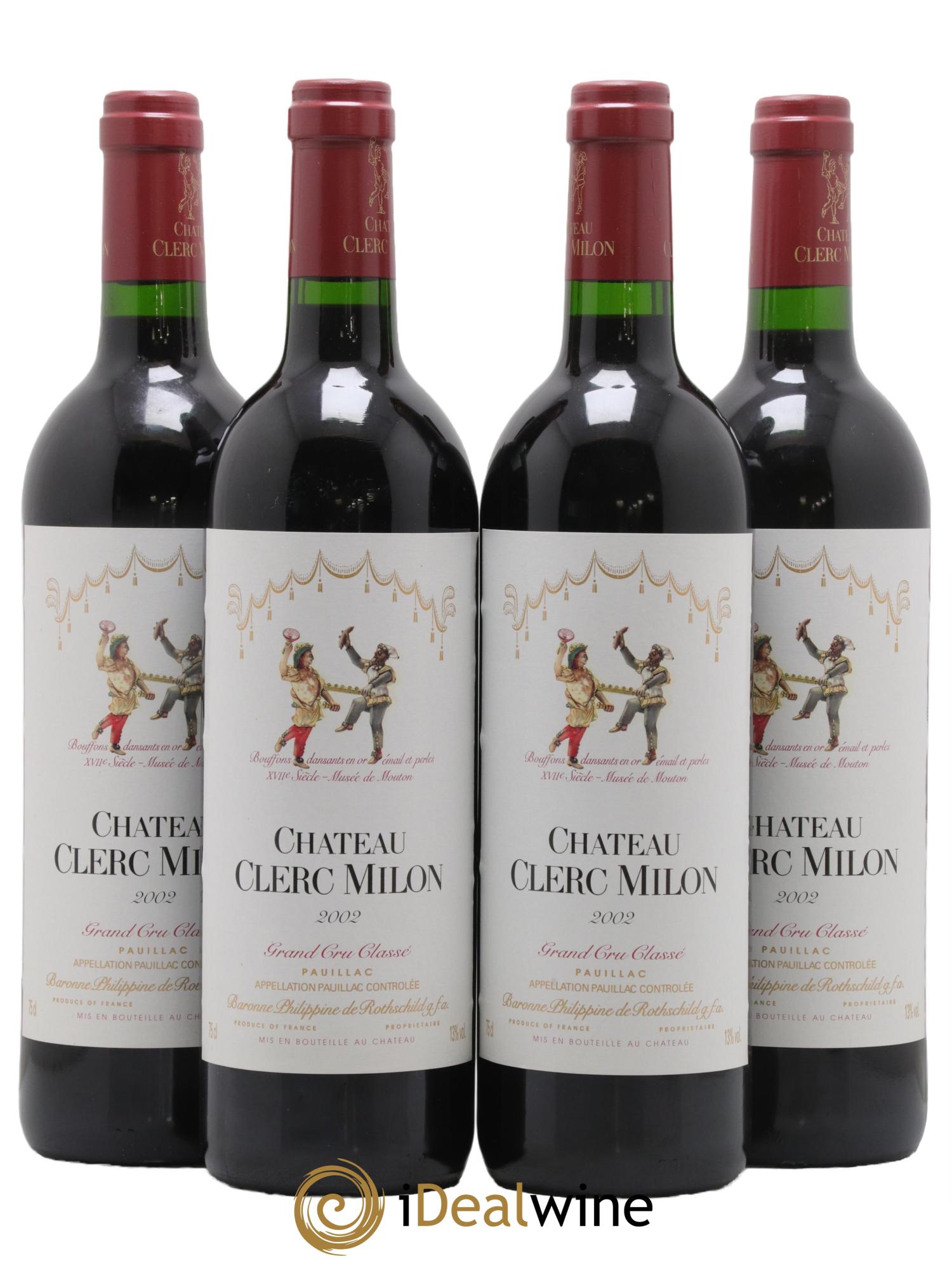 Château Clerc Milon 5ème Grand Cru Classé 2002 - Lot de 4 bouteilles - 0