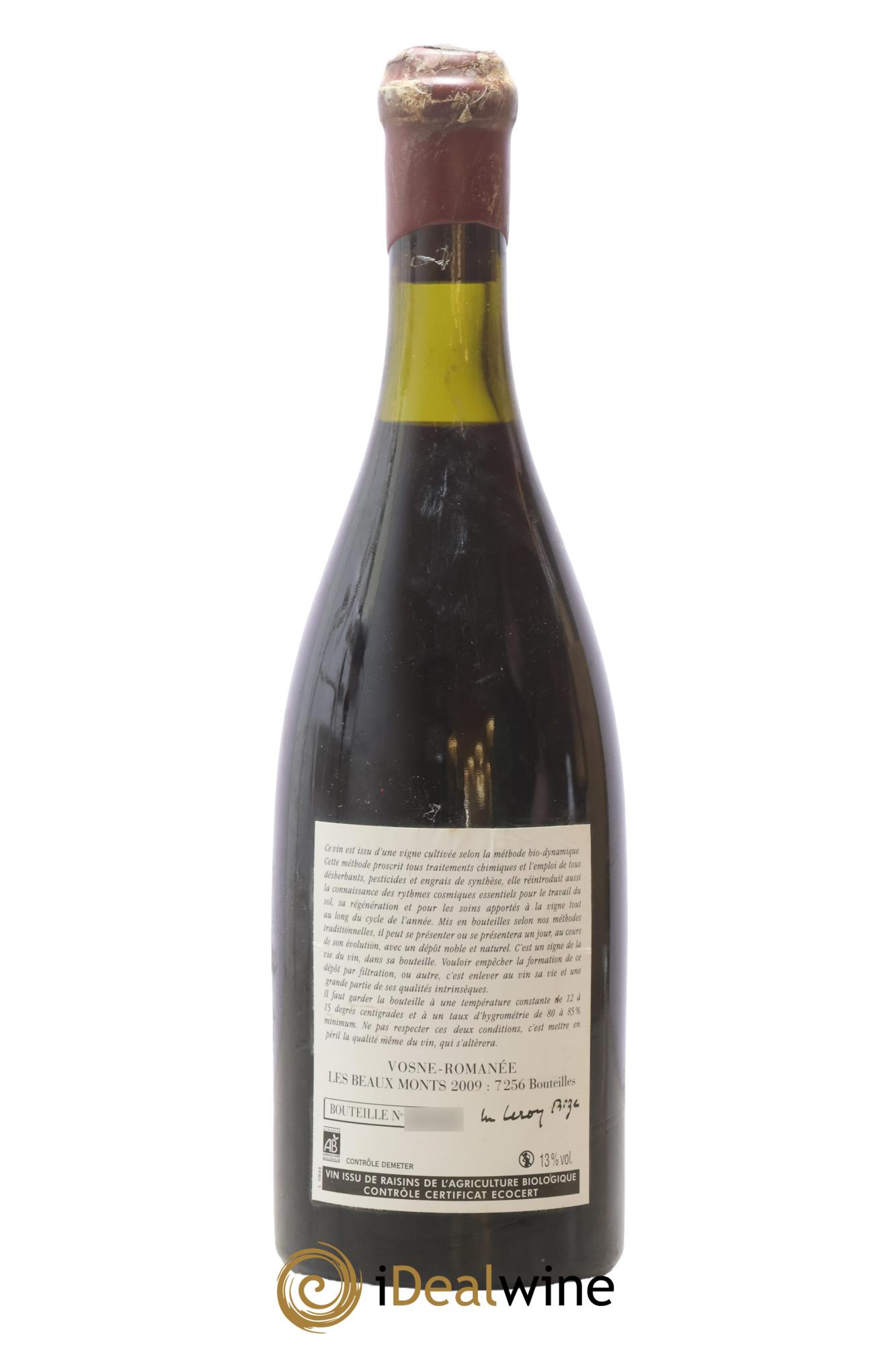 Vosne-Romanée 1er Cru Les Beaux-Monts Leroy (Domaine) 2009 - Lot of 1 bottle - 1