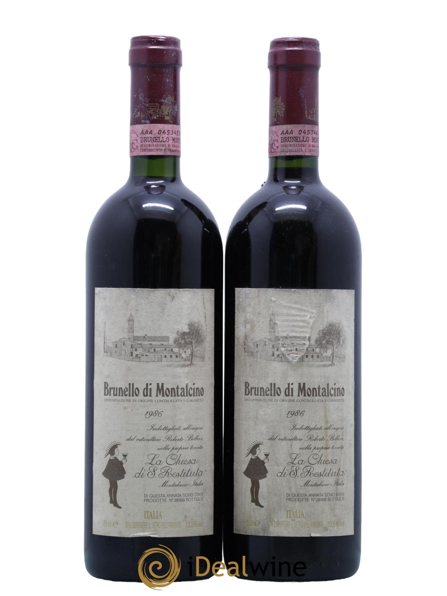 Brunello di Montalcino Chiesa di Santa Restituta 1986 - Lot de 2 bouteilles - 0