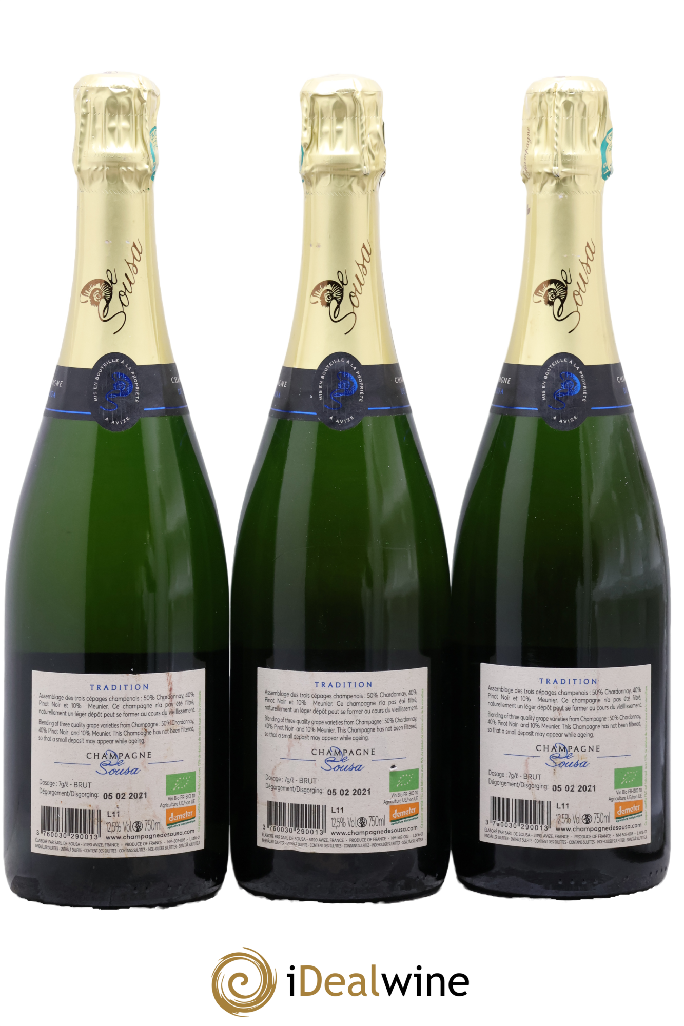 Tradition Brut De Sousa - Lot of 3 bottles - 1